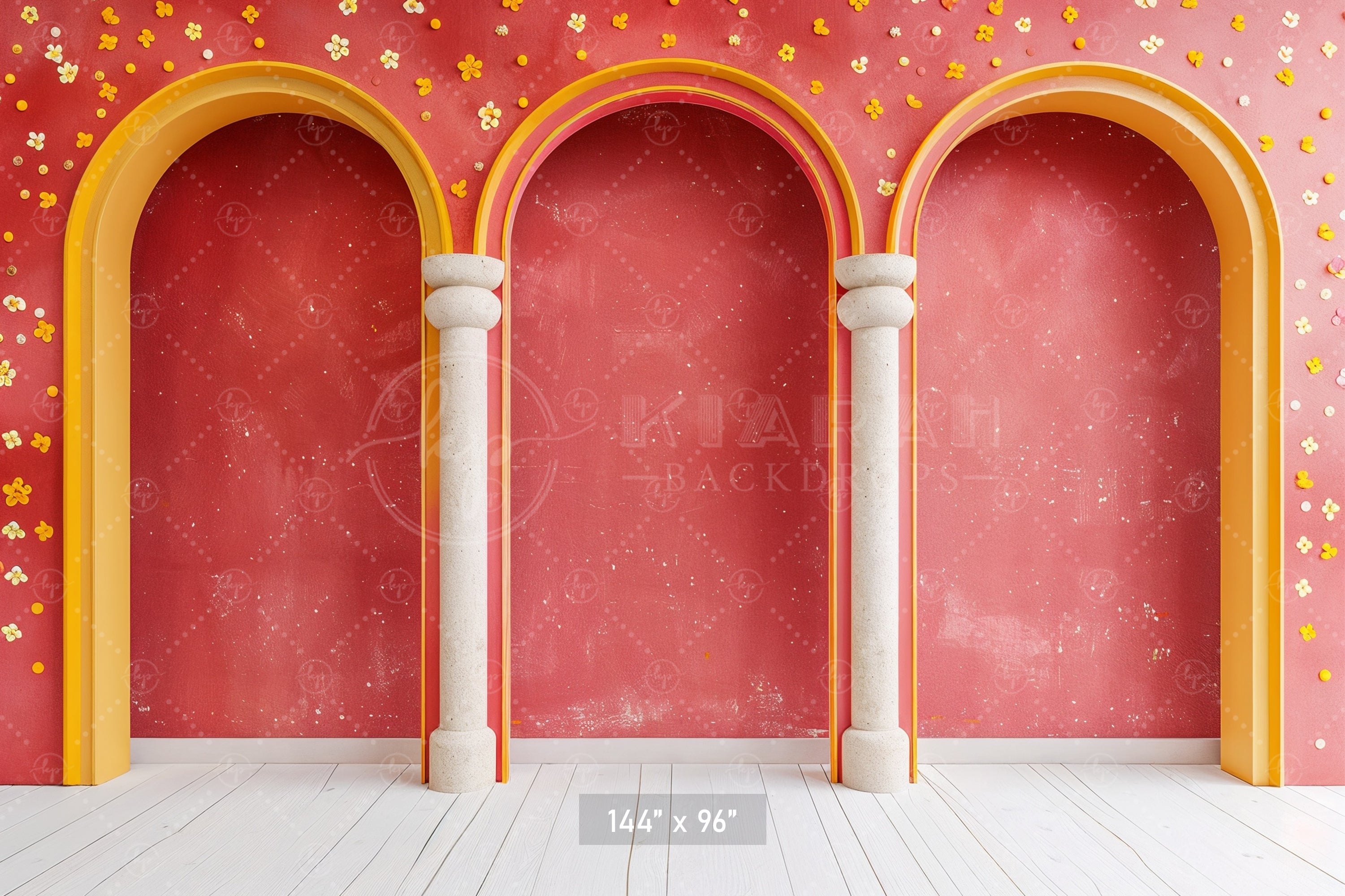 Vibrant Arched Column Design Backdrop