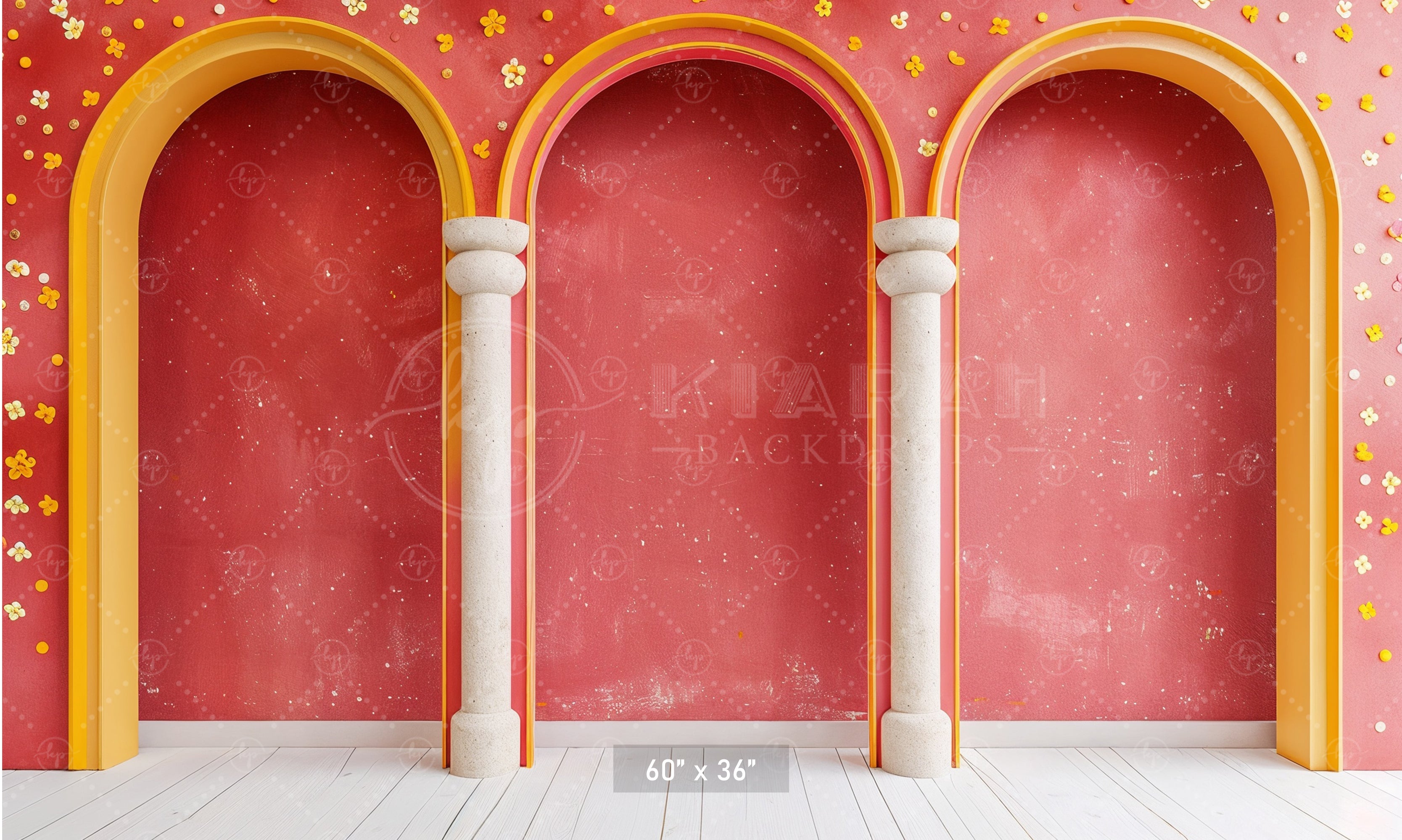 Vibrant Arched Column Design Backdrop