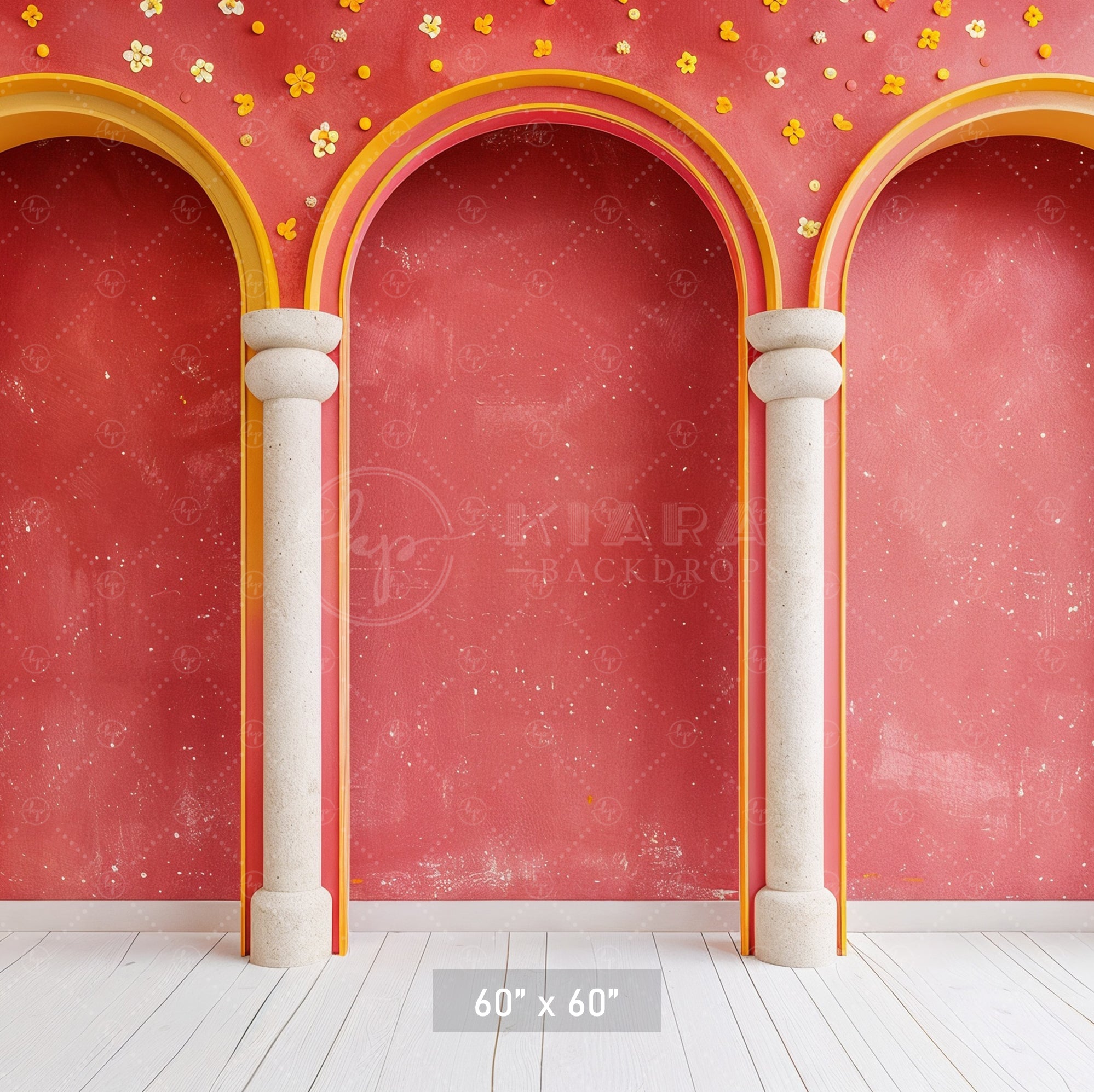 Vibrant Arched Column Design Backdrop