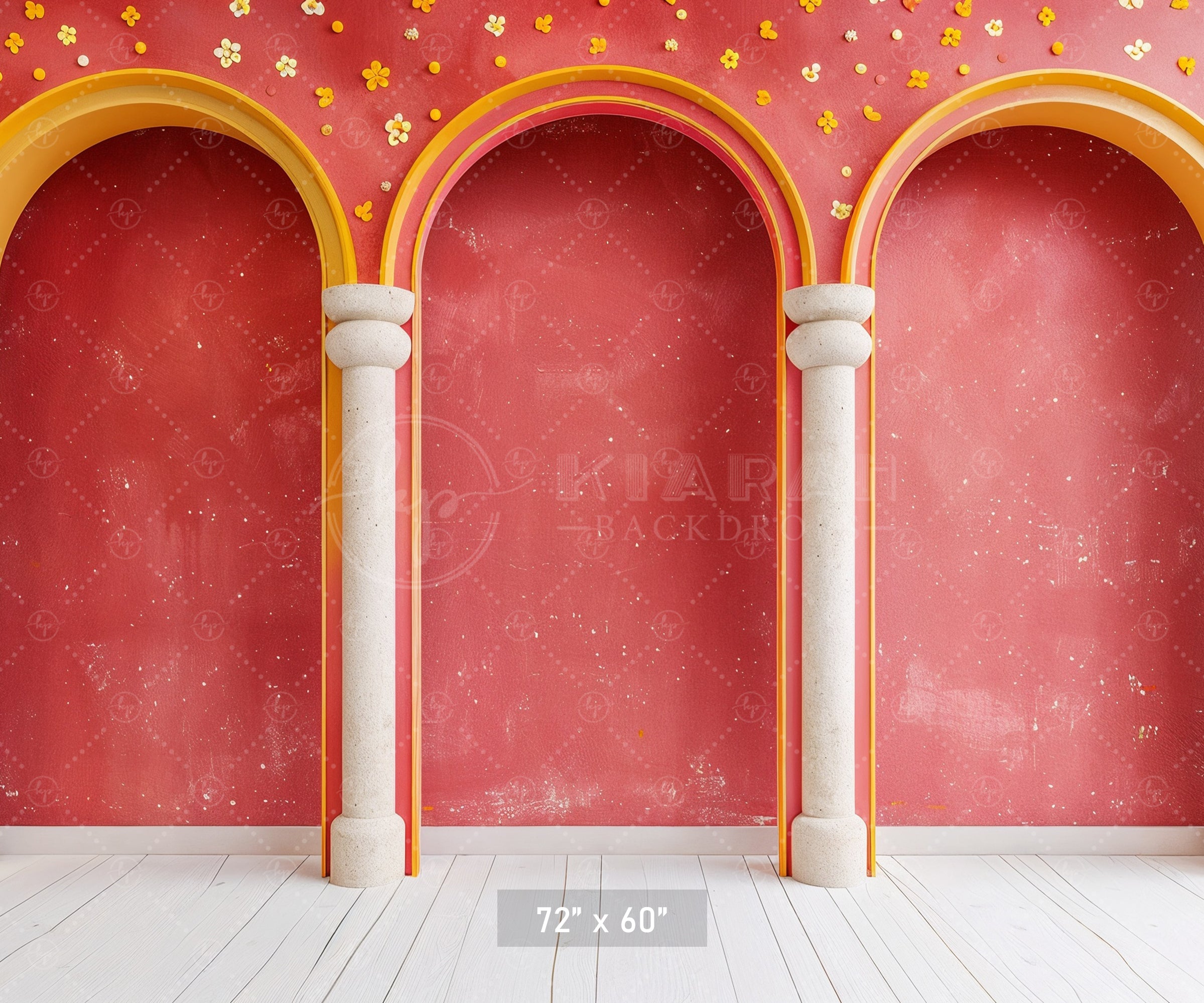 Vibrant Arched Column Design Backdrop