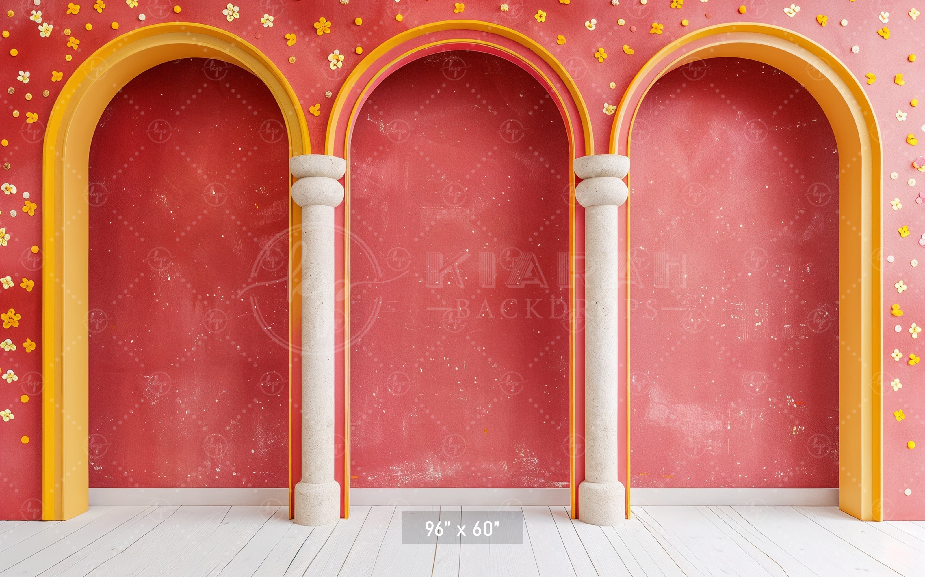 Vibrant Arched Column Design Backdrop