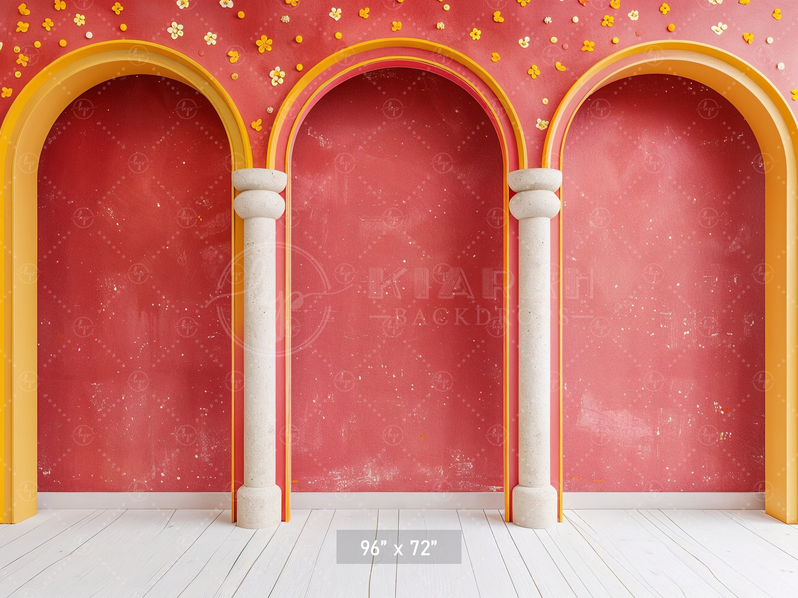 Vibrant Arched Column Design Backdrop