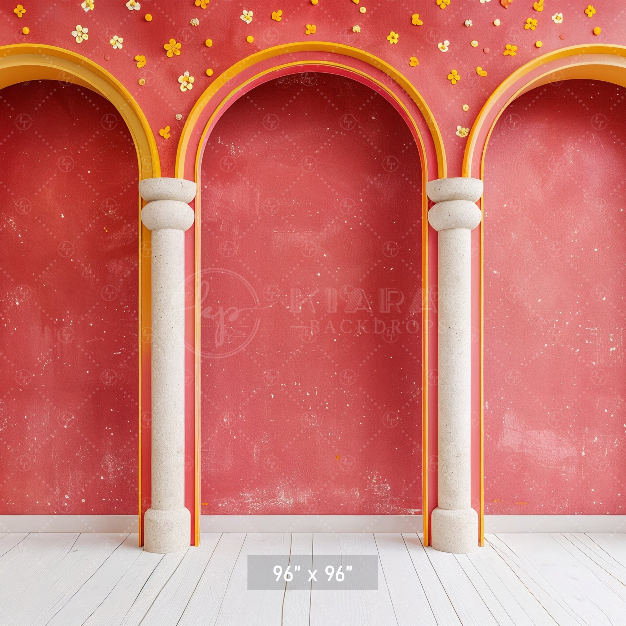 Vibrant Arched Column Design Backdrop