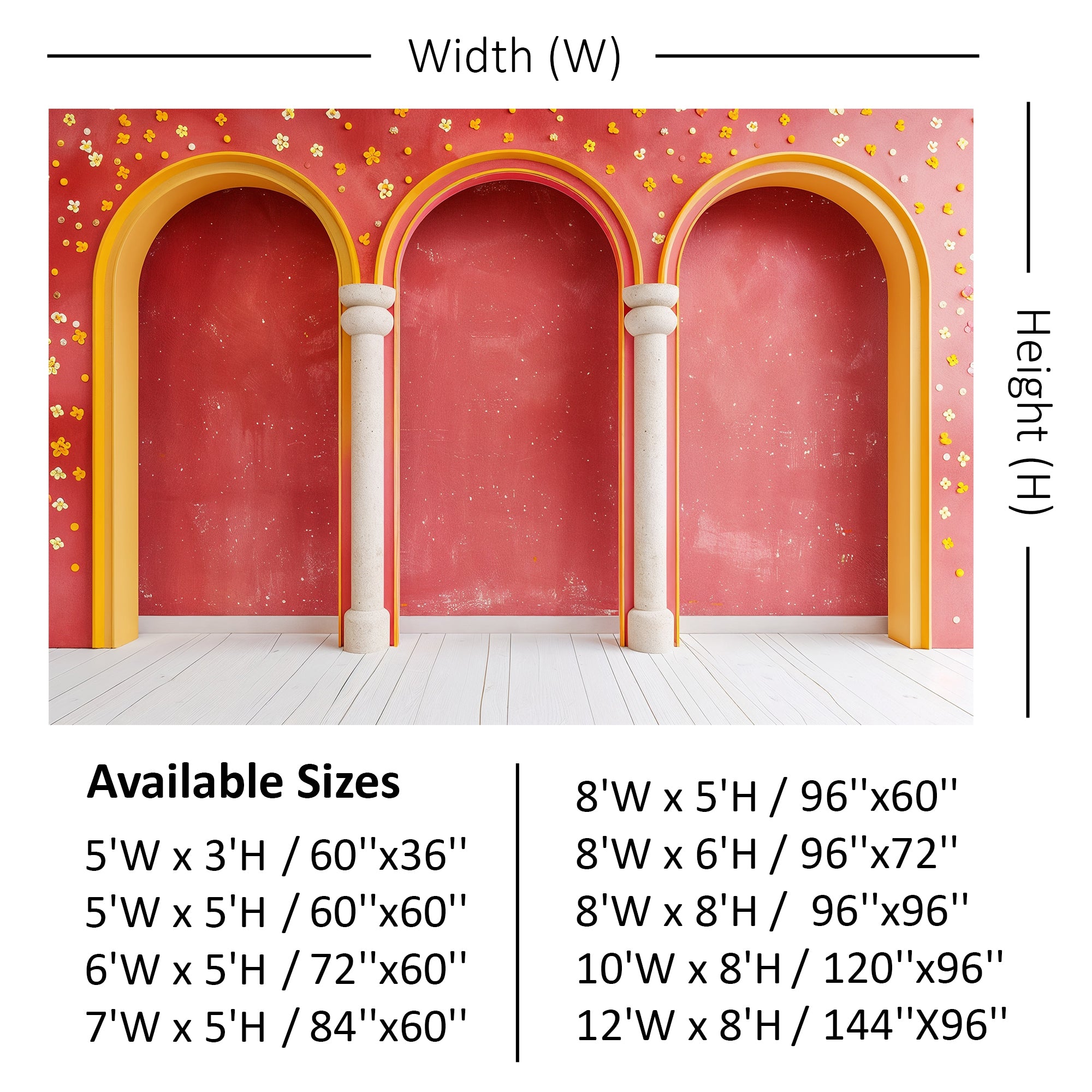 Vibrant Arched Column Design Backdrop