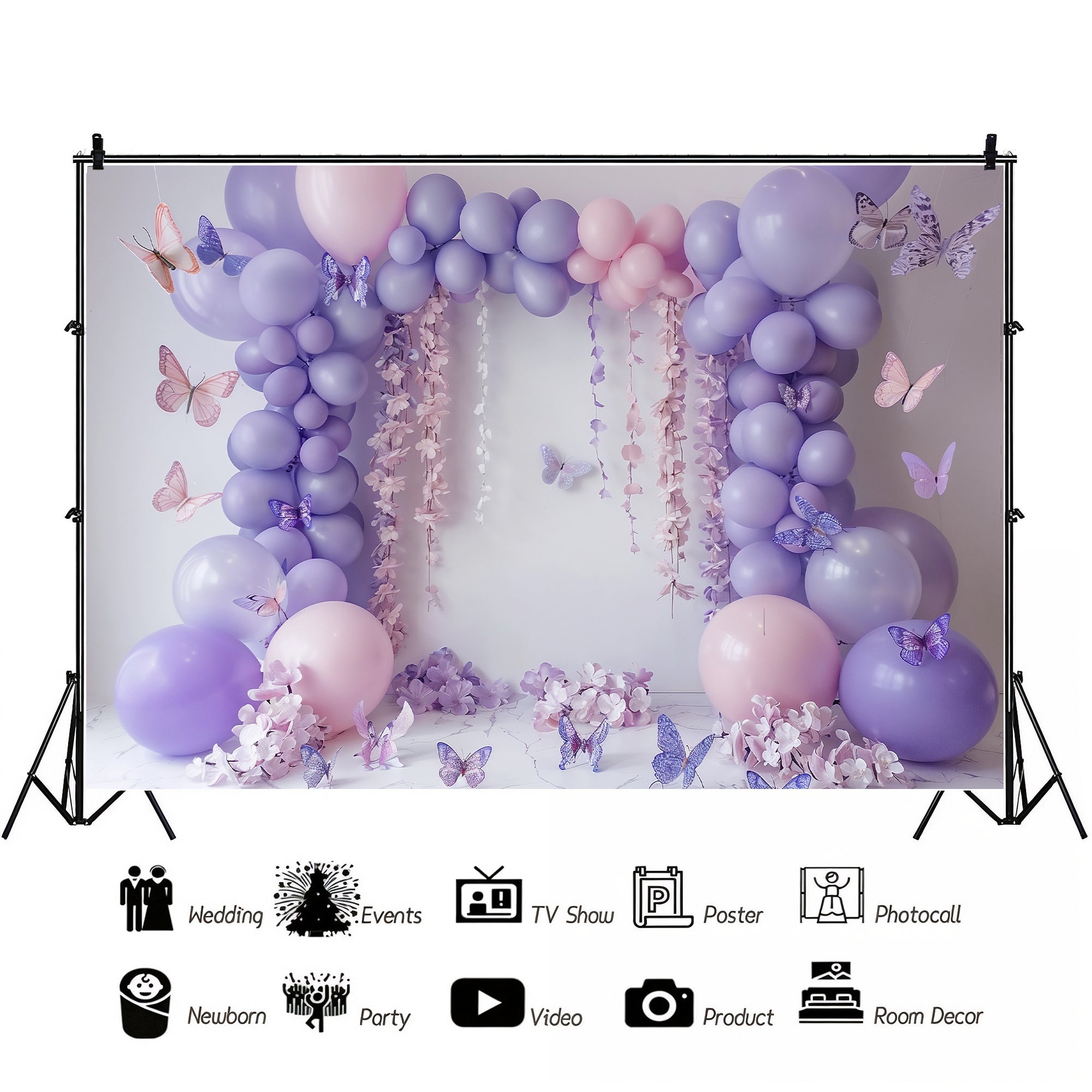 Lavender Butterfly Elegance Backdrop