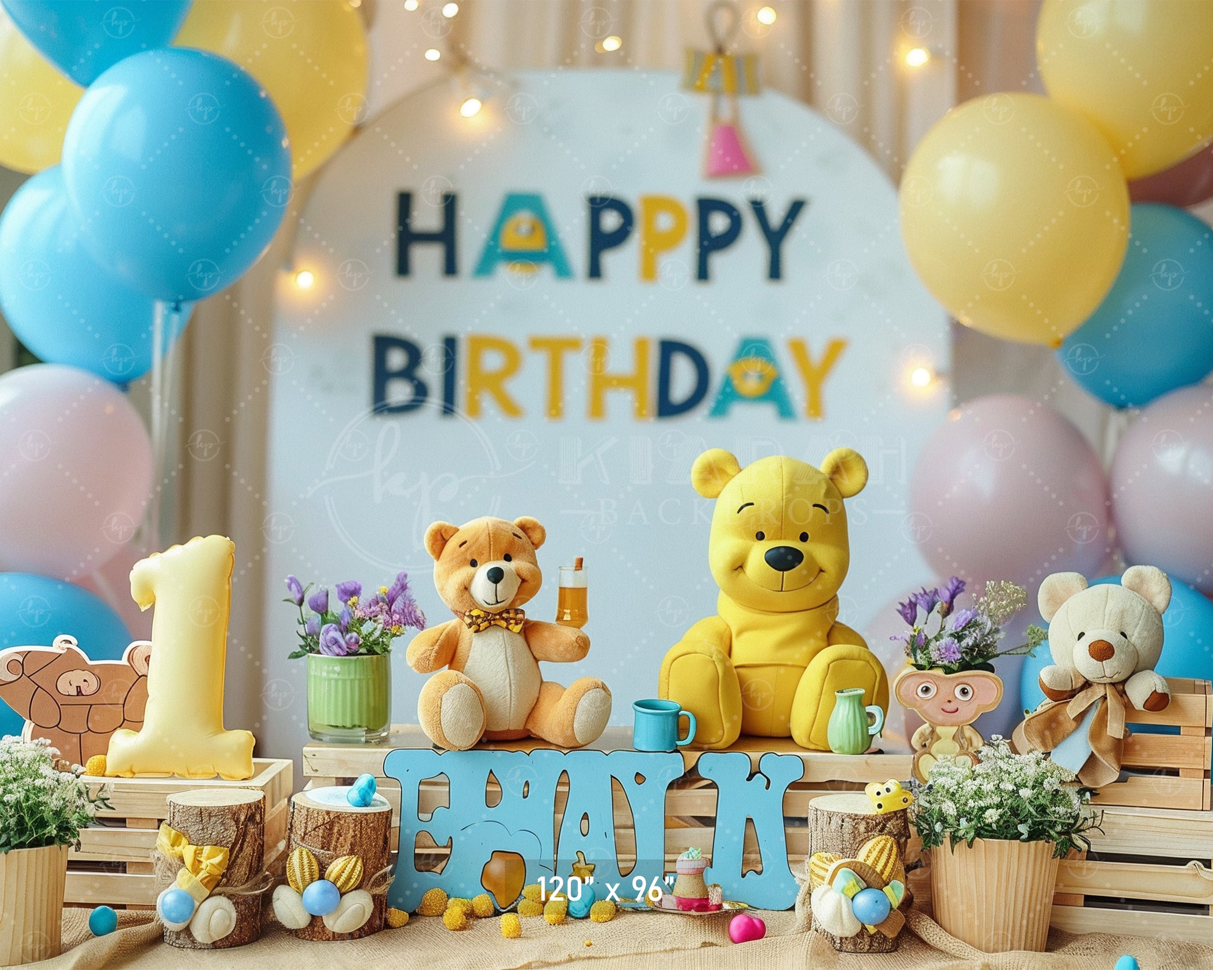 Adorable Teddy Birthday Setup Backdrop