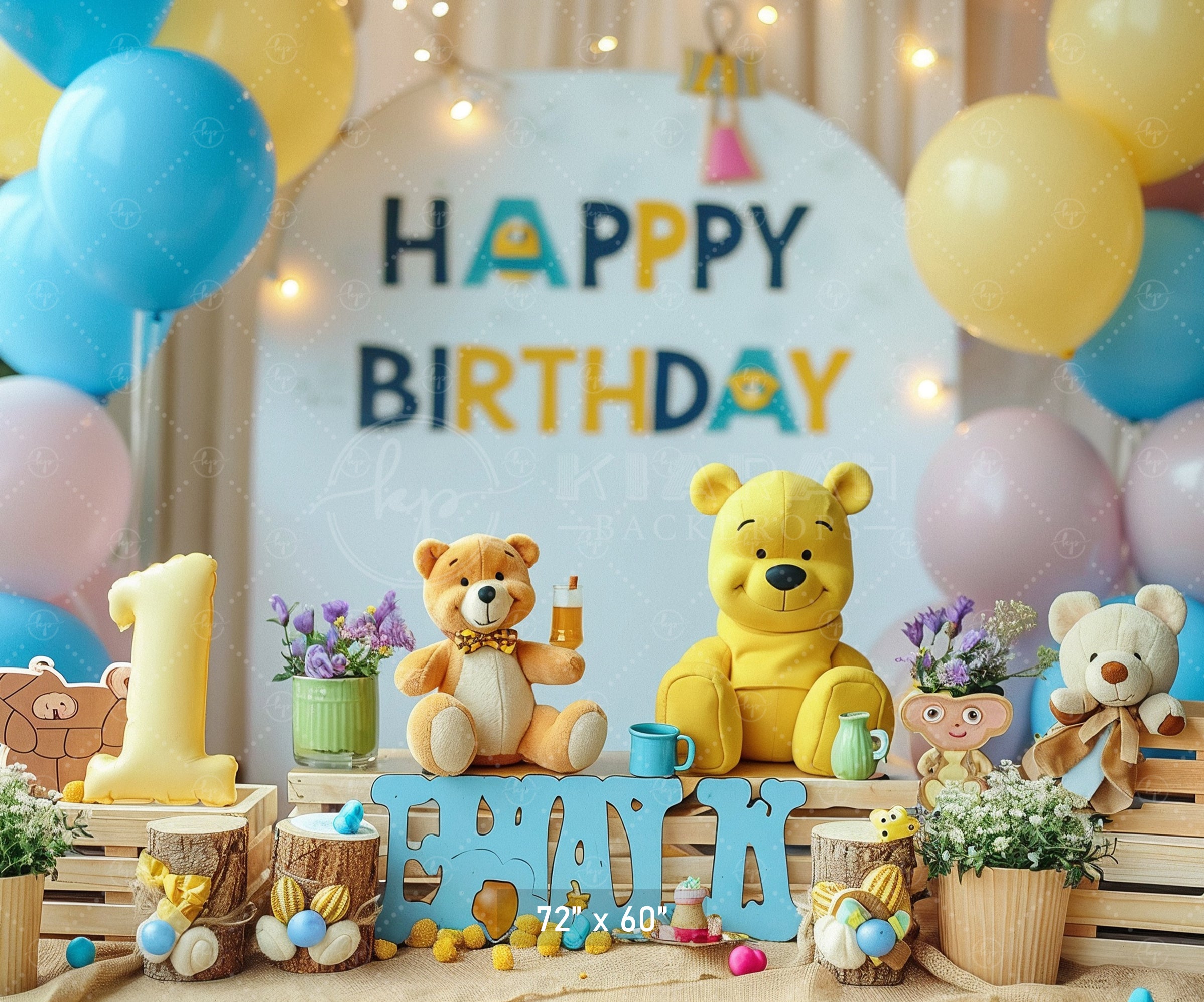 Adorable Teddy Birthday Setup Backdrop