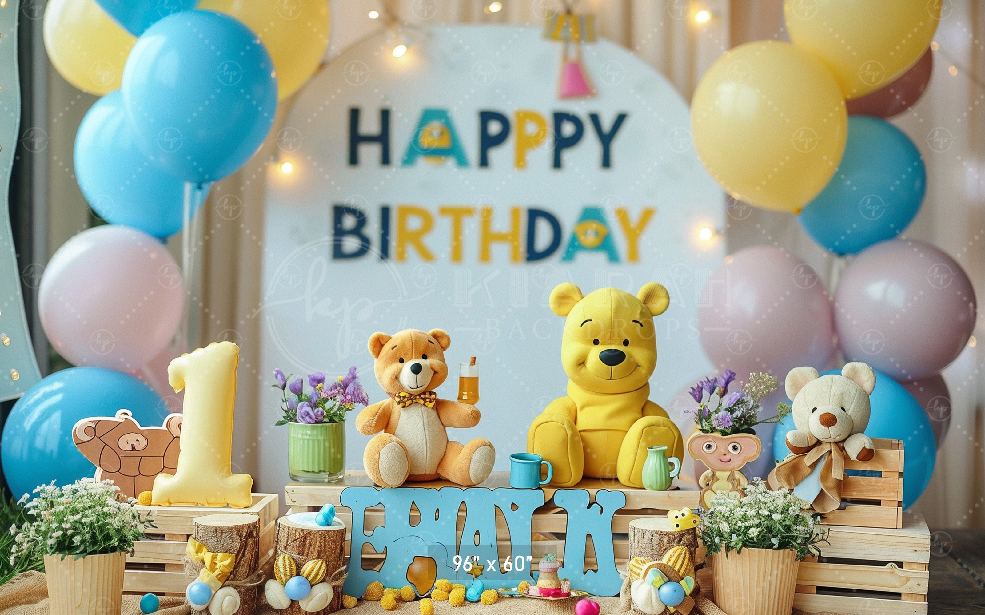 Adorable Teddy Birthday Setup Backdrop