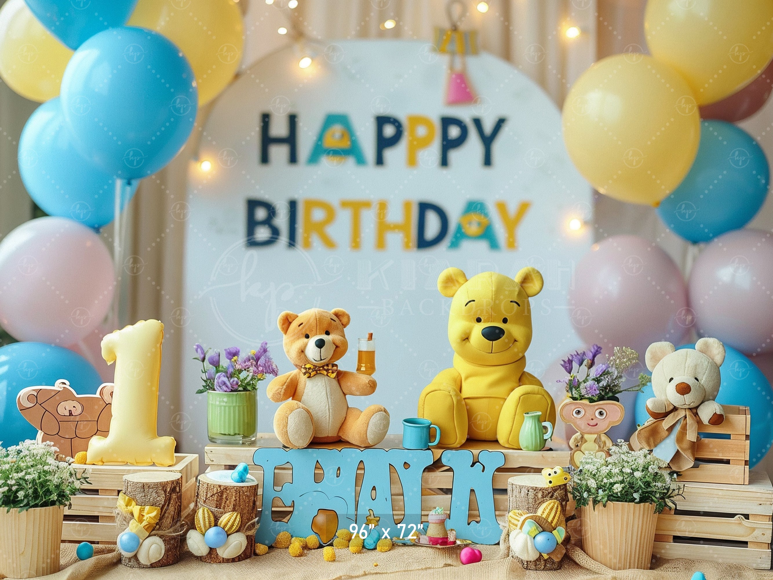 Adorable Teddy Birthday Setup Backdrop