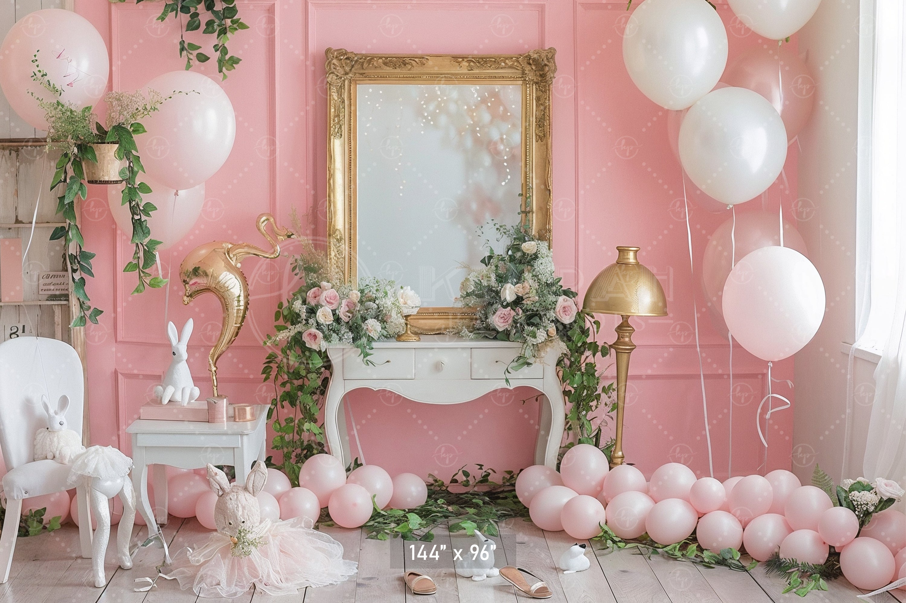 Elegant Pink Vanity Setup Backdrop