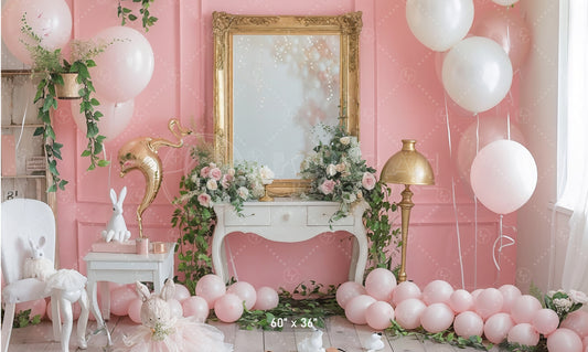 Elegant Pink Vanity Setup Backdrop