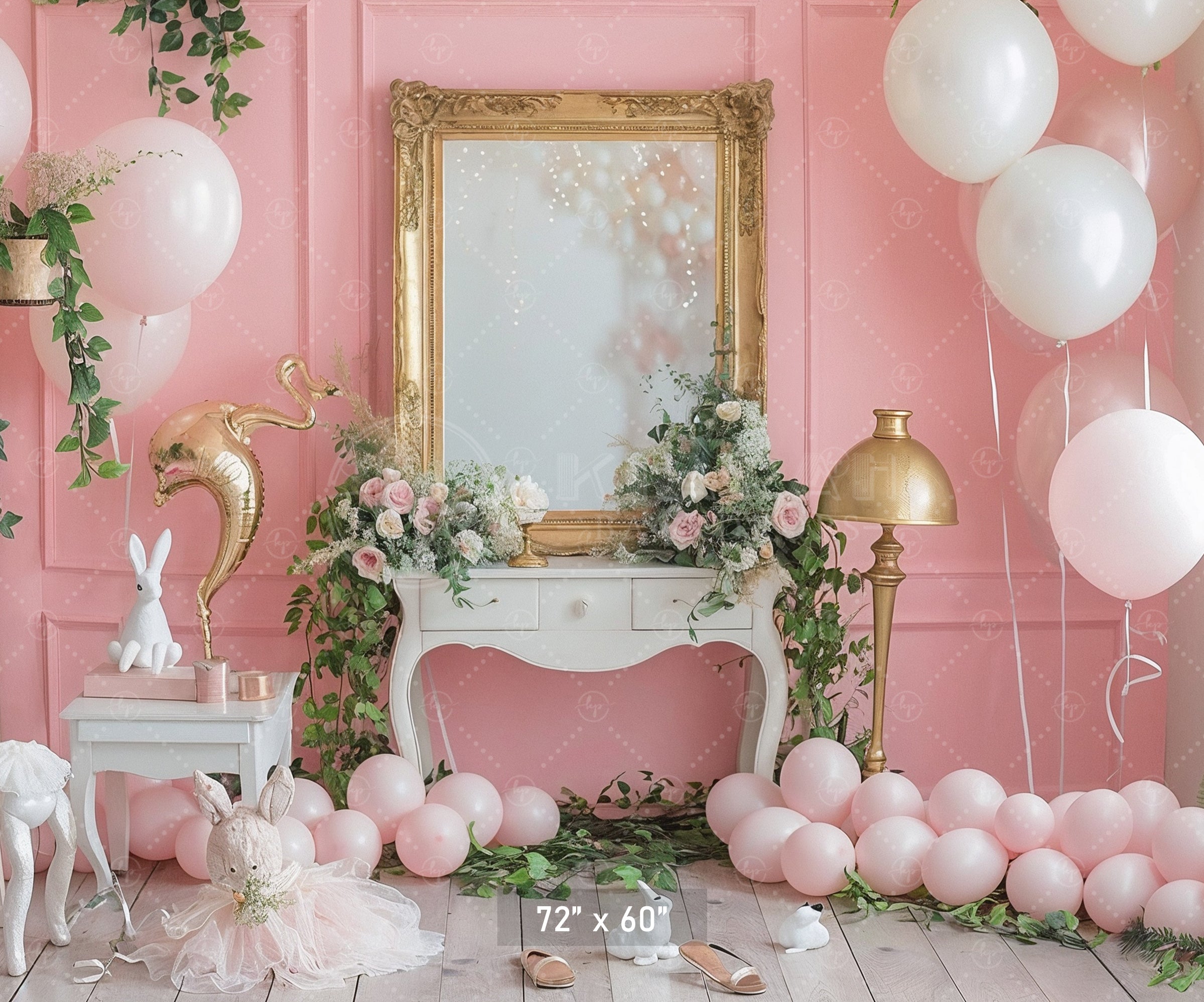 Elegant Pink Vanity Setup Backdrop
