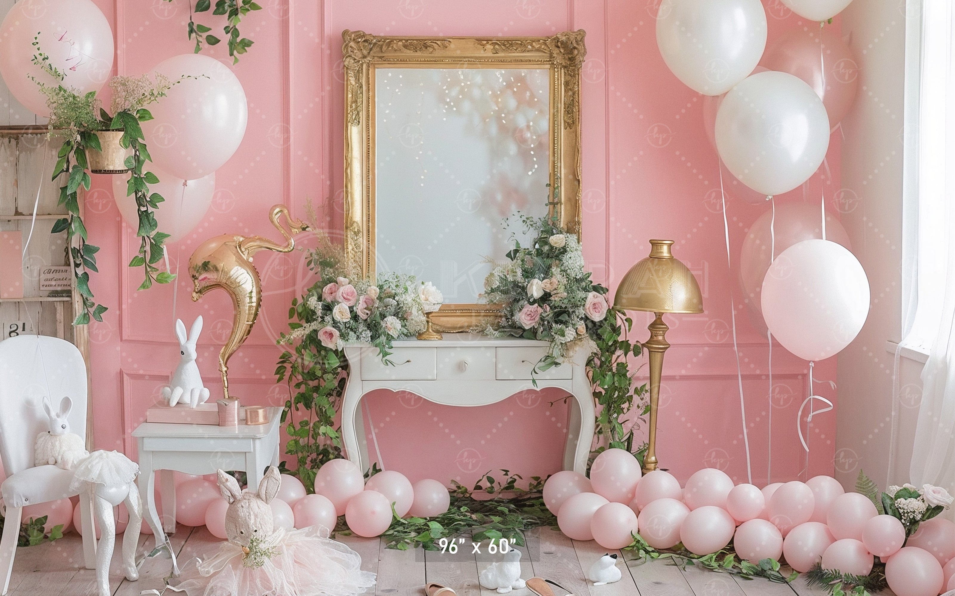 Elegant Pink Vanity Setup Backdrop