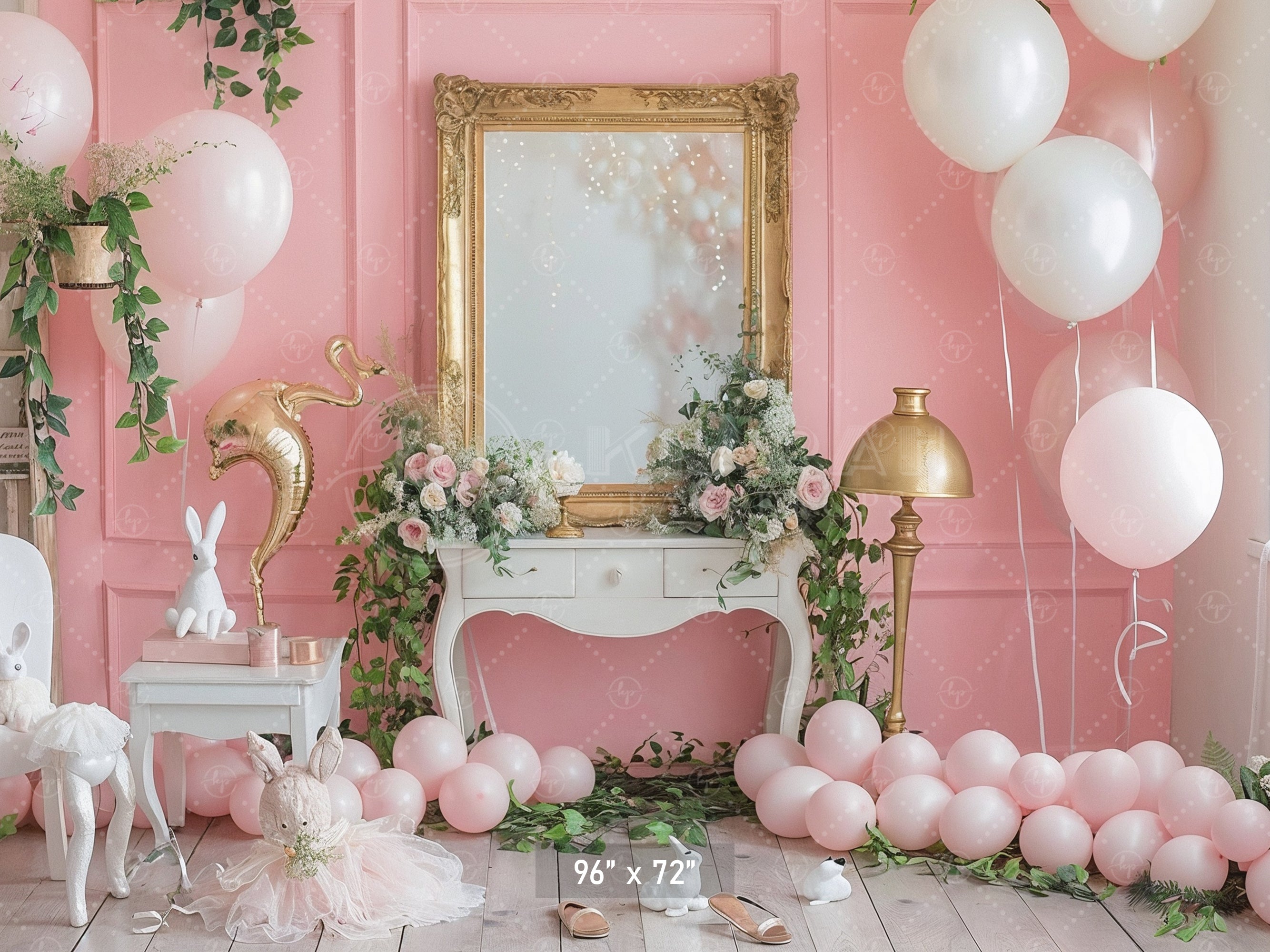 Elegant Pink Vanity Setup Backdrop