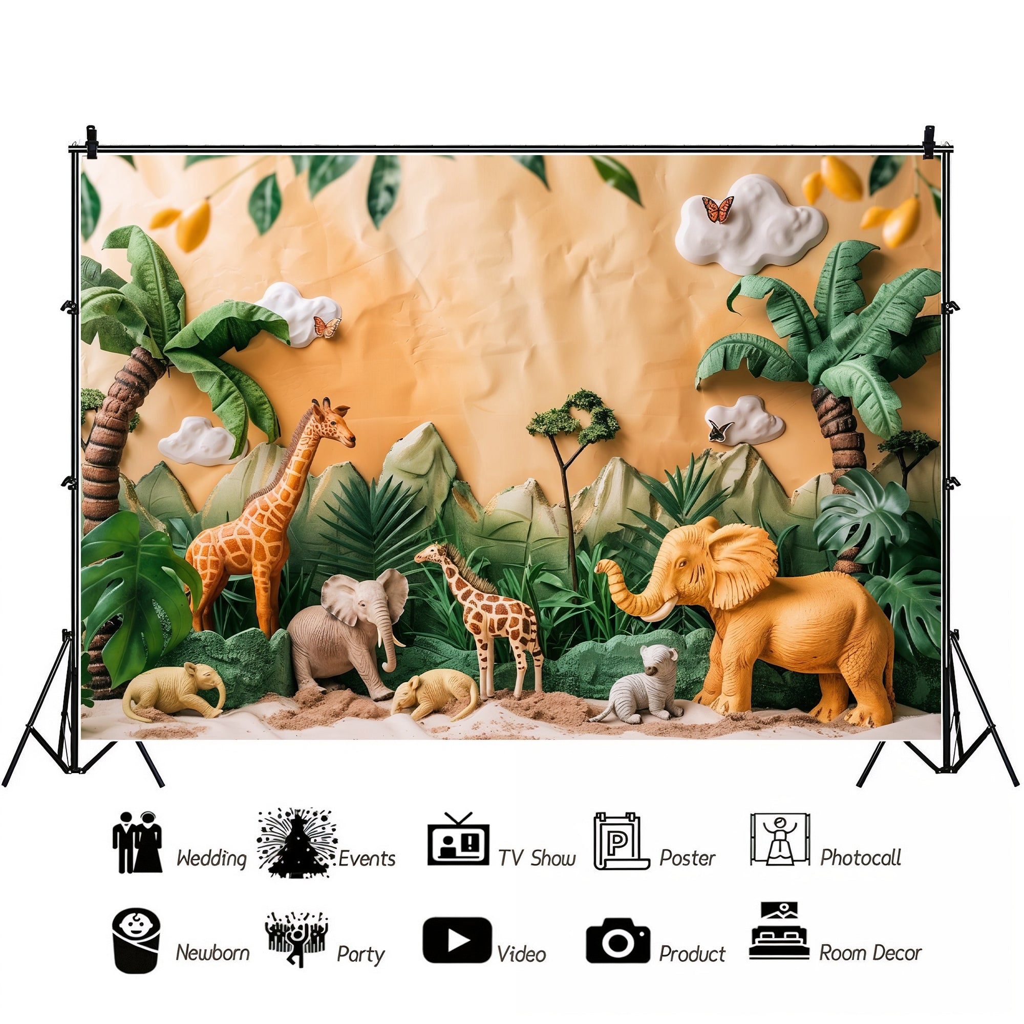 Safari Adventure Jungle Scene Backdrop