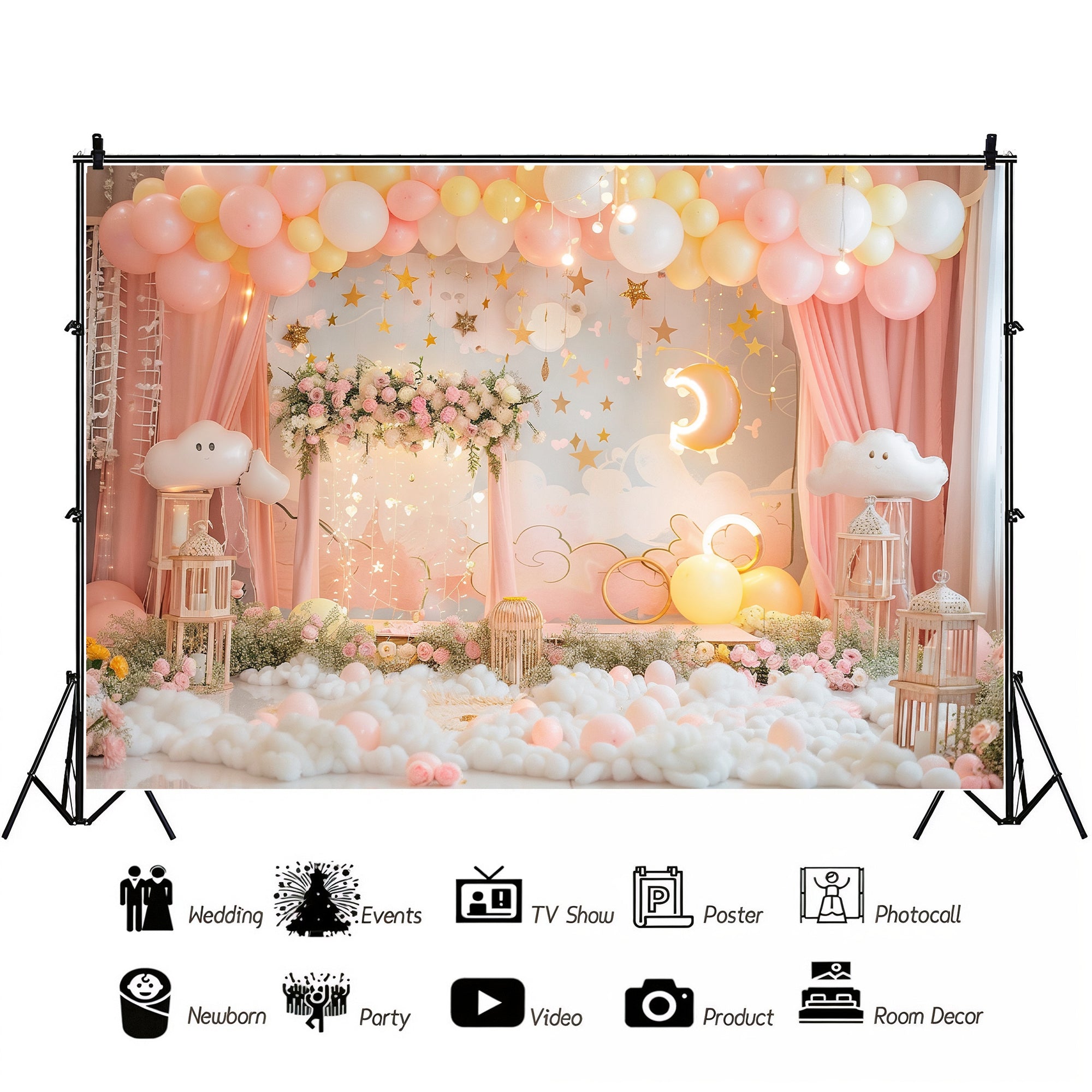 Dreamy Moonlit Clouds Backdrop