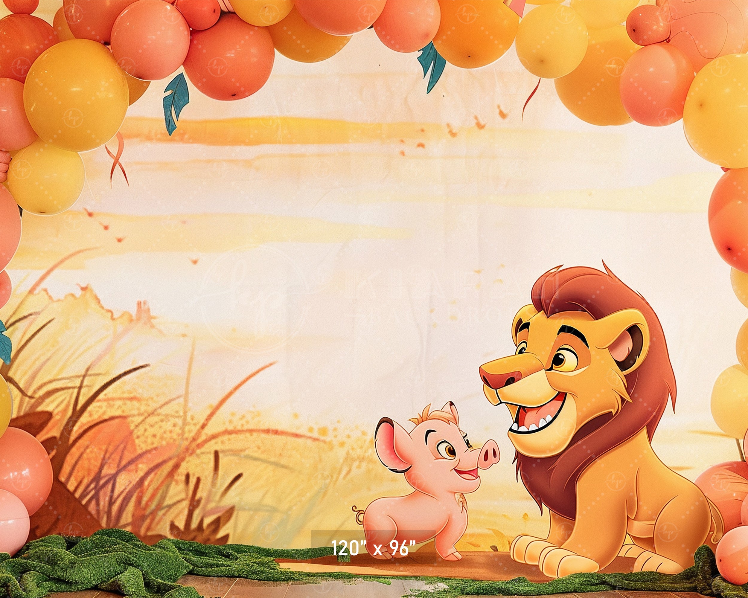Jungle Kingdom Lion & Piglet Backdrop
