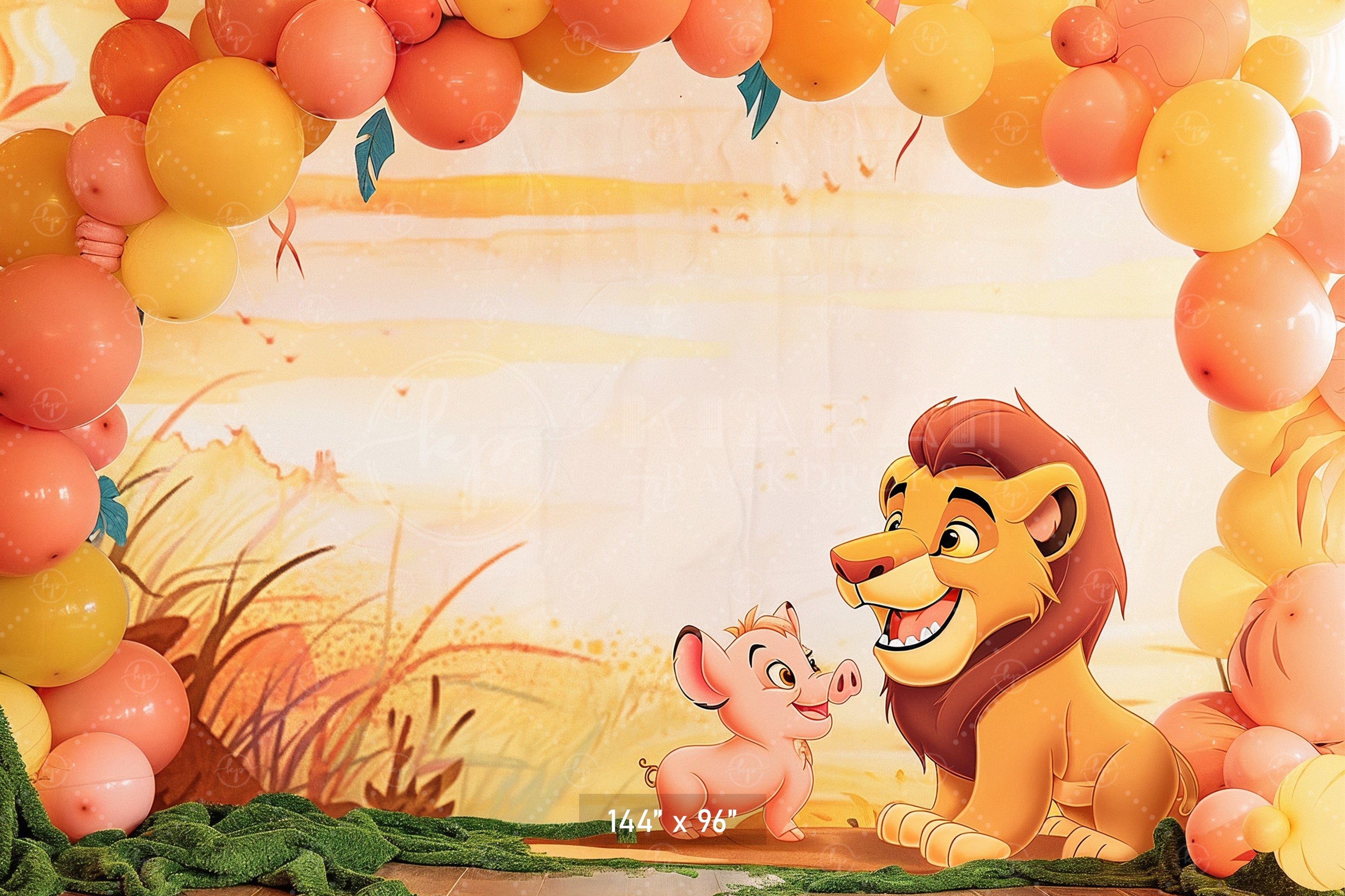 Jungle Kingdom Lion & Piglet Backdrop