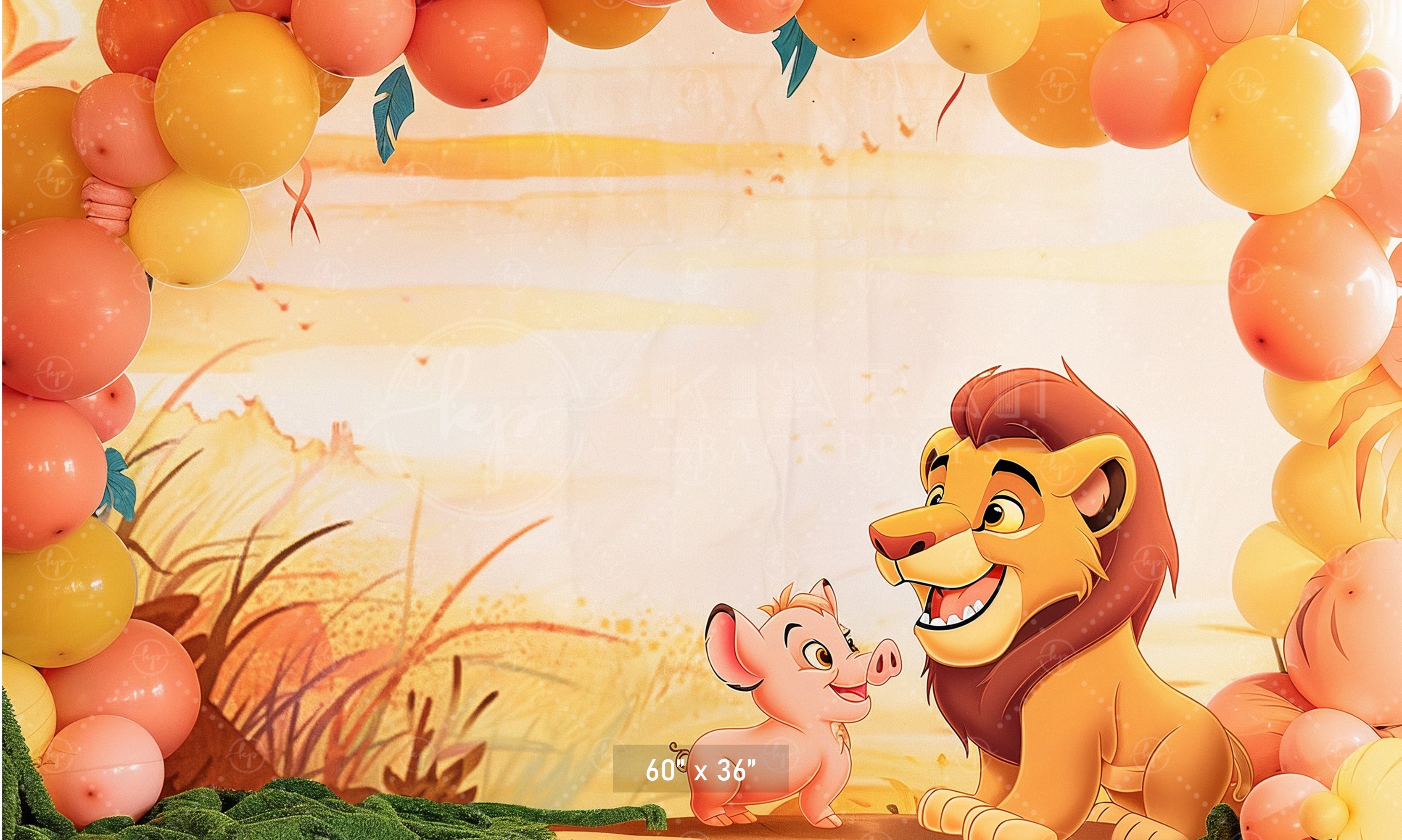 Jungle Kingdom Lion & Piglet Backdrop