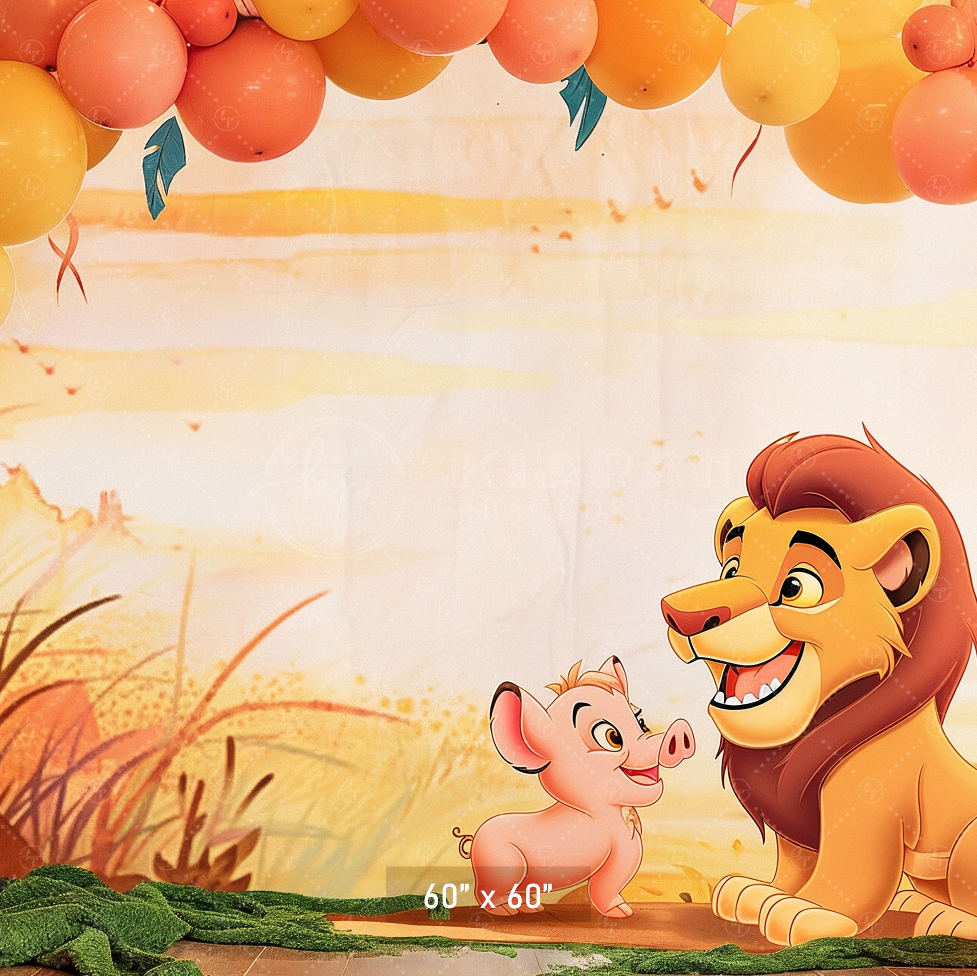 Jungle Kingdom Lion & Piglet Backdrop