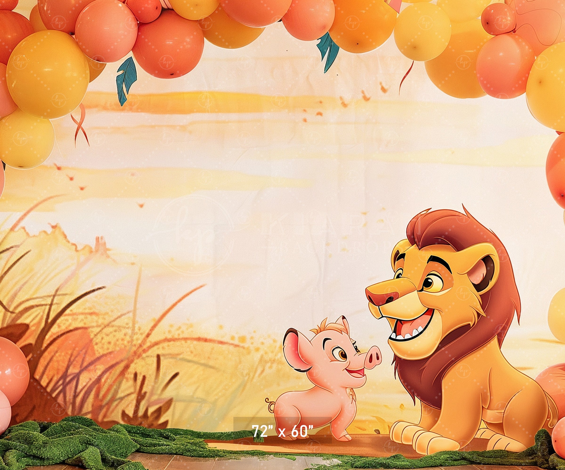 Jungle Kingdom Lion & Piglet Backdrop