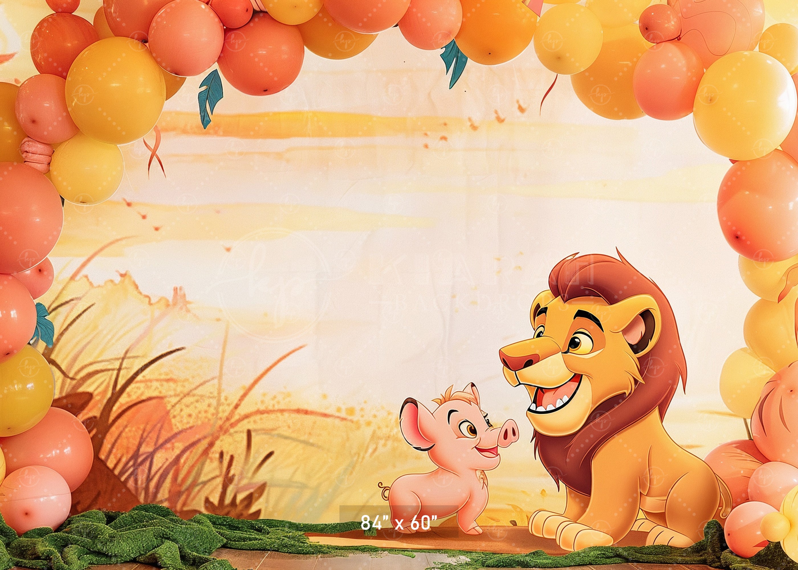 Jungle Kingdom Lion & Piglet Backdrop
