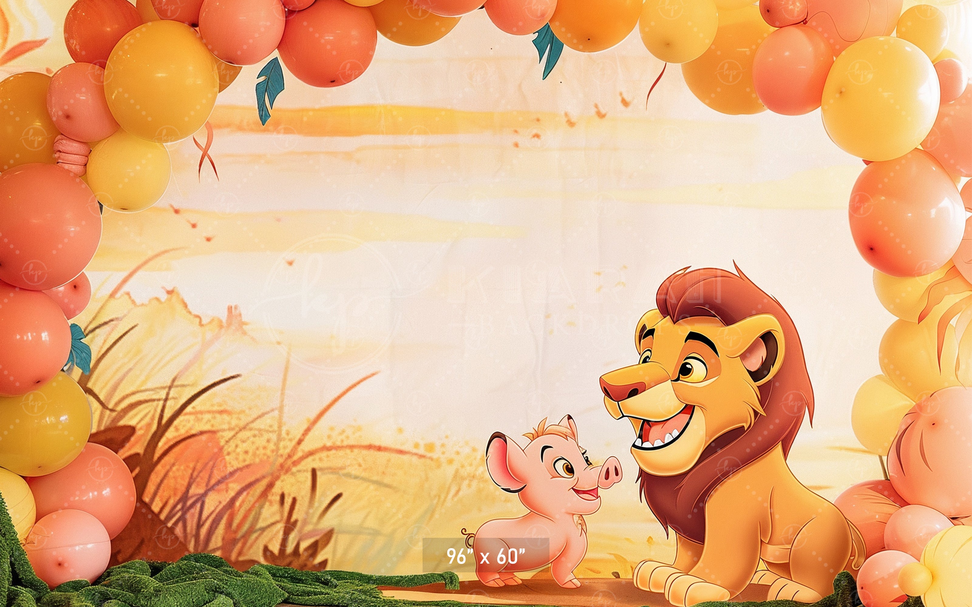 Jungle Kingdom Lion & Piglet Backdrop