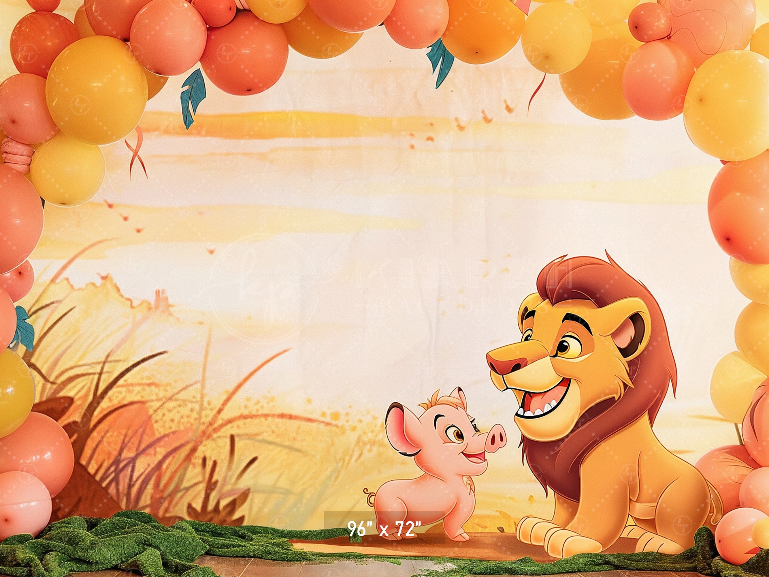 Jungle Kingdom Lion & Piglet Backdrop