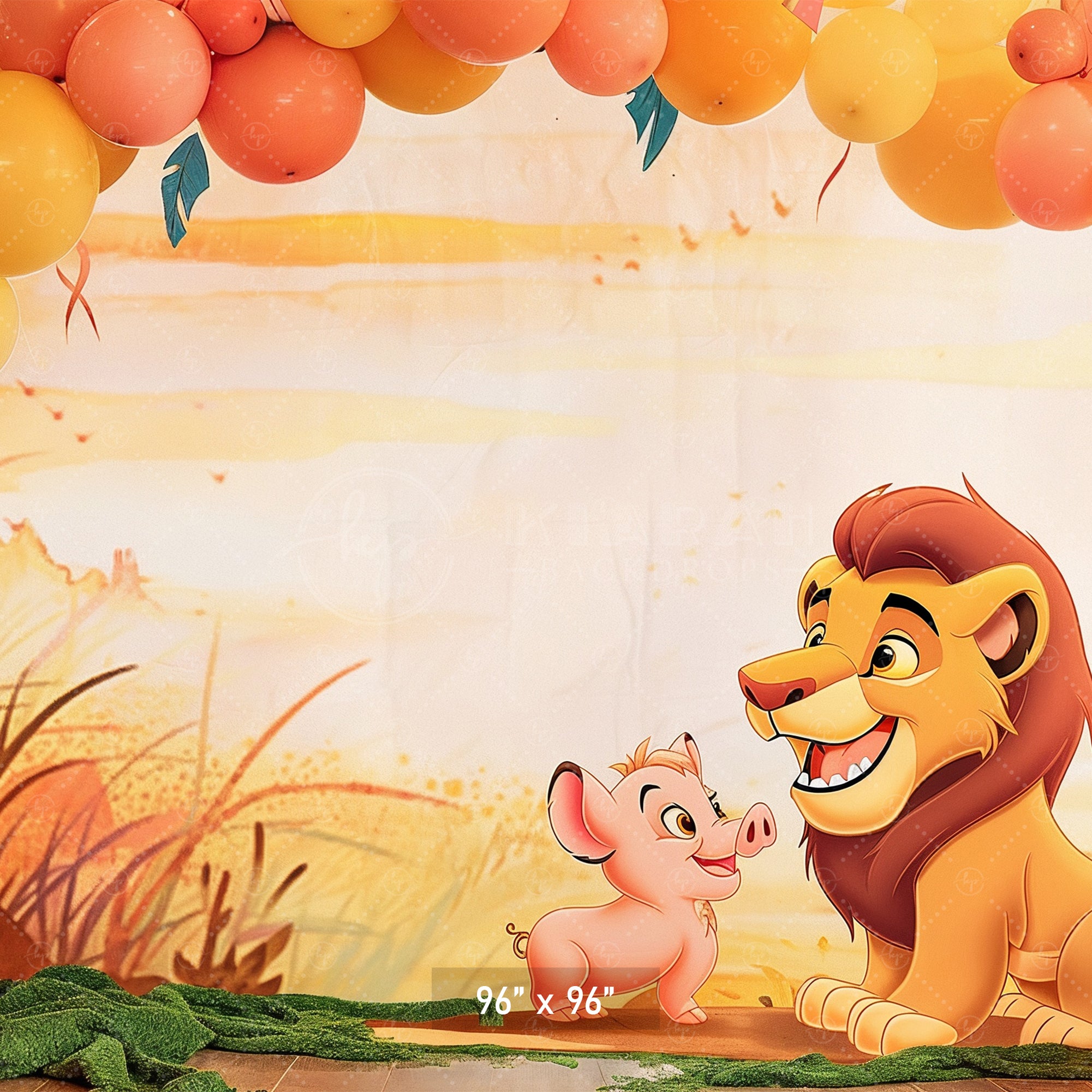 Jungle Kingdom Lion & Piglet Backdrop