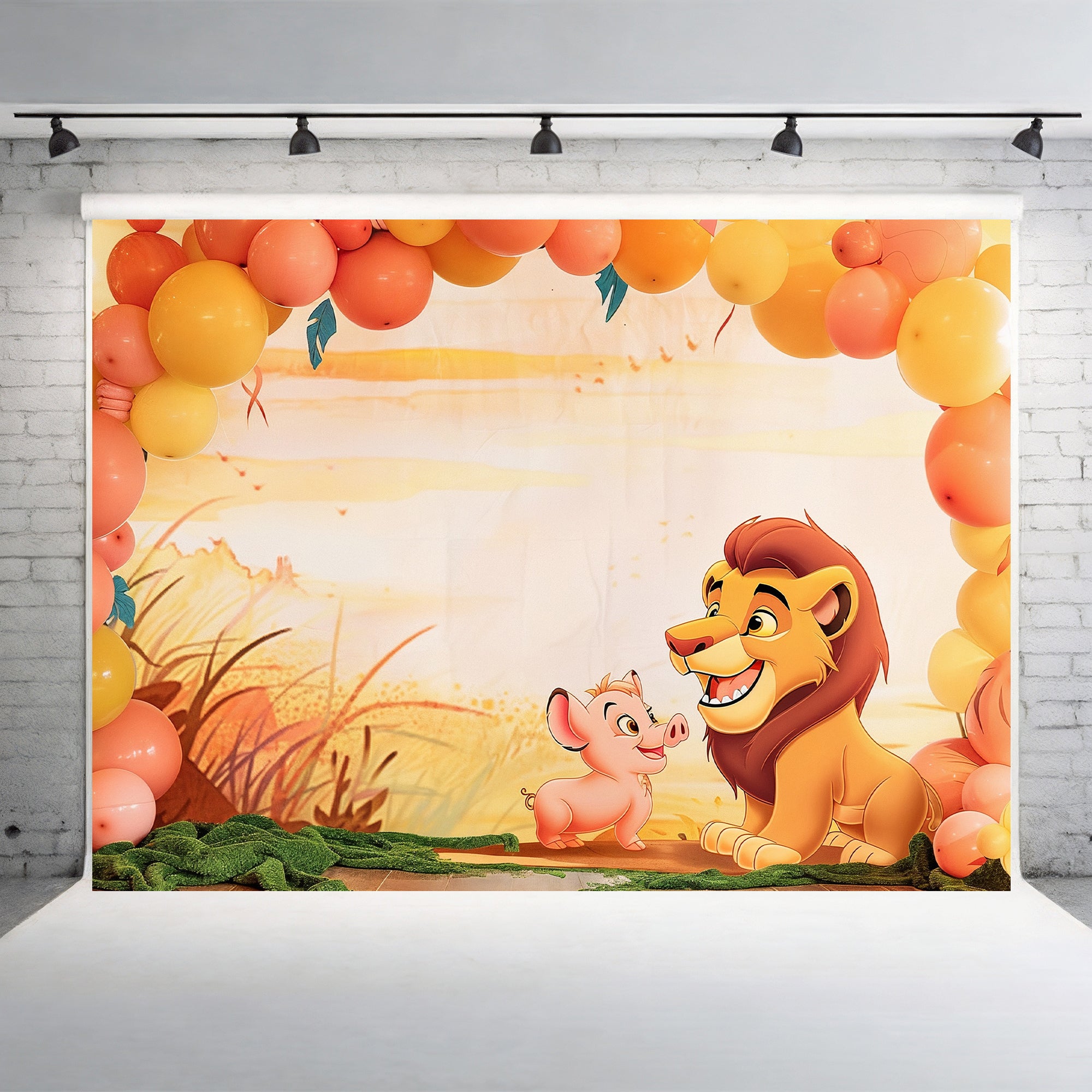Jungle Kingdom Lion & Piglet Backdrop