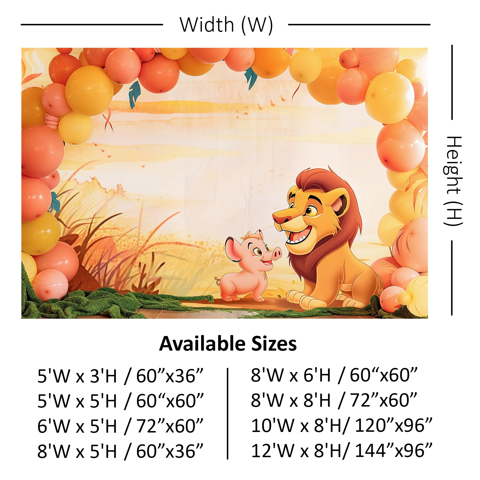 Jungle Kingdom Lion & Piglet Backdrop