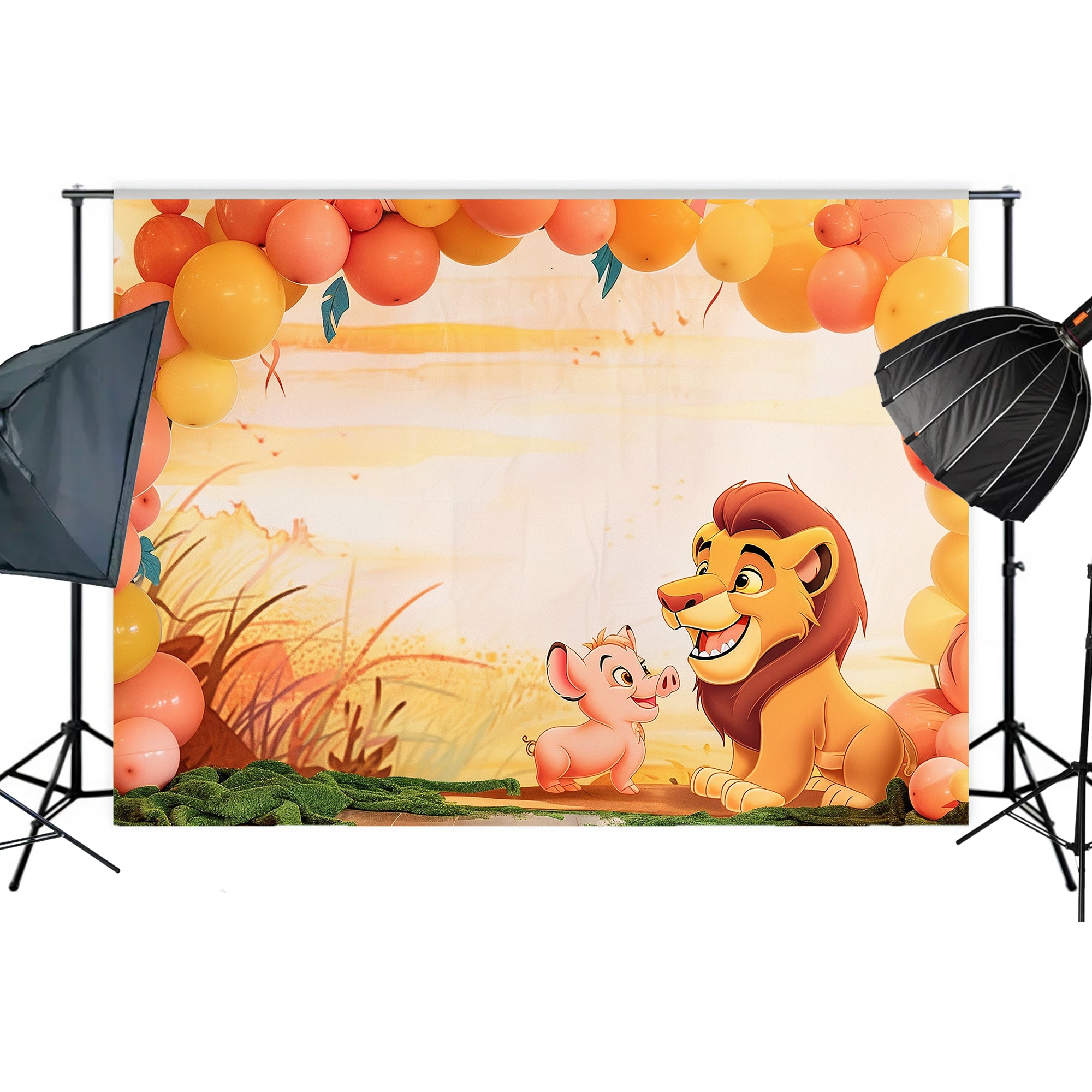 Jungle Kingdom Lion & Piglet Backdrop