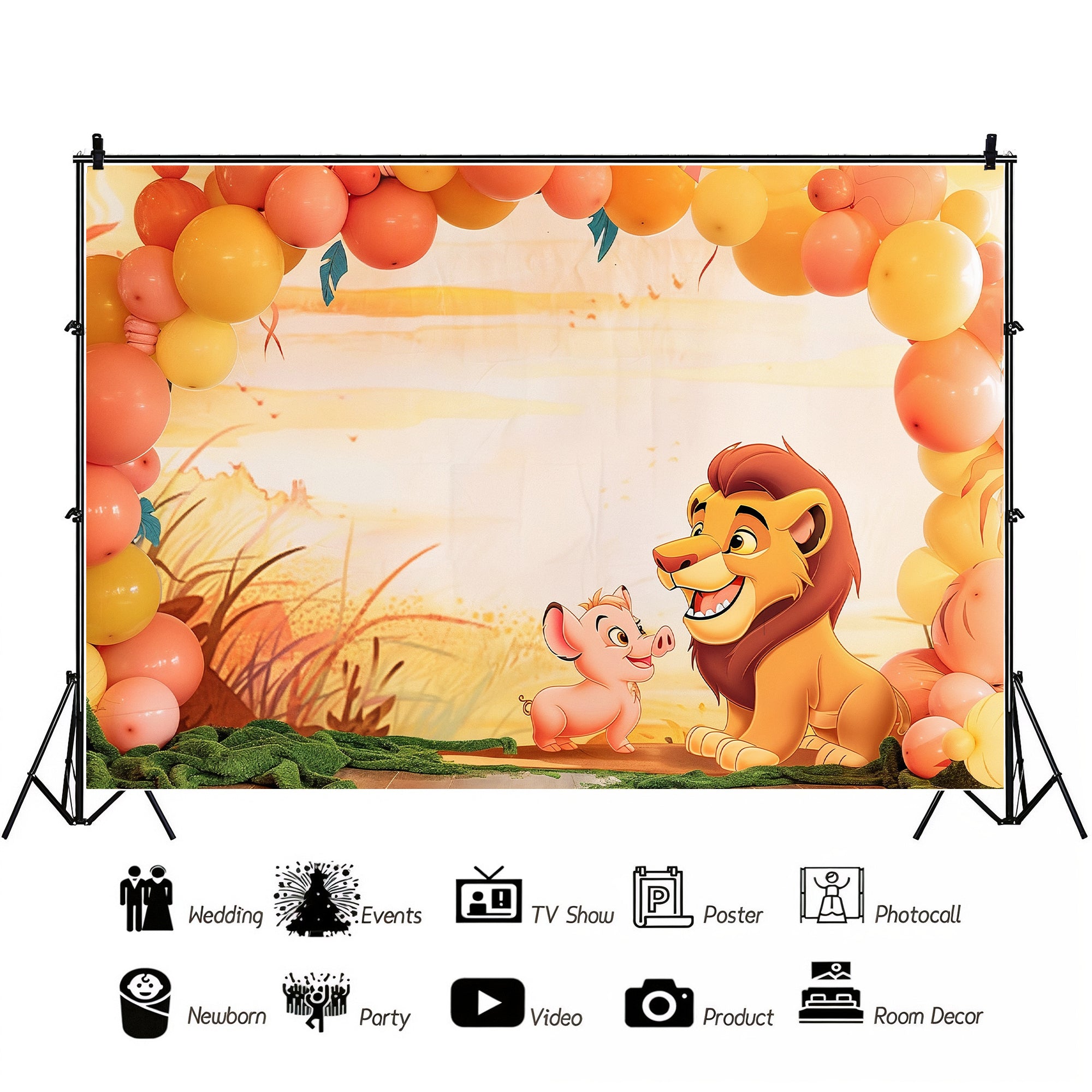Jungle Kingdom Lion & Piglet Backdrop