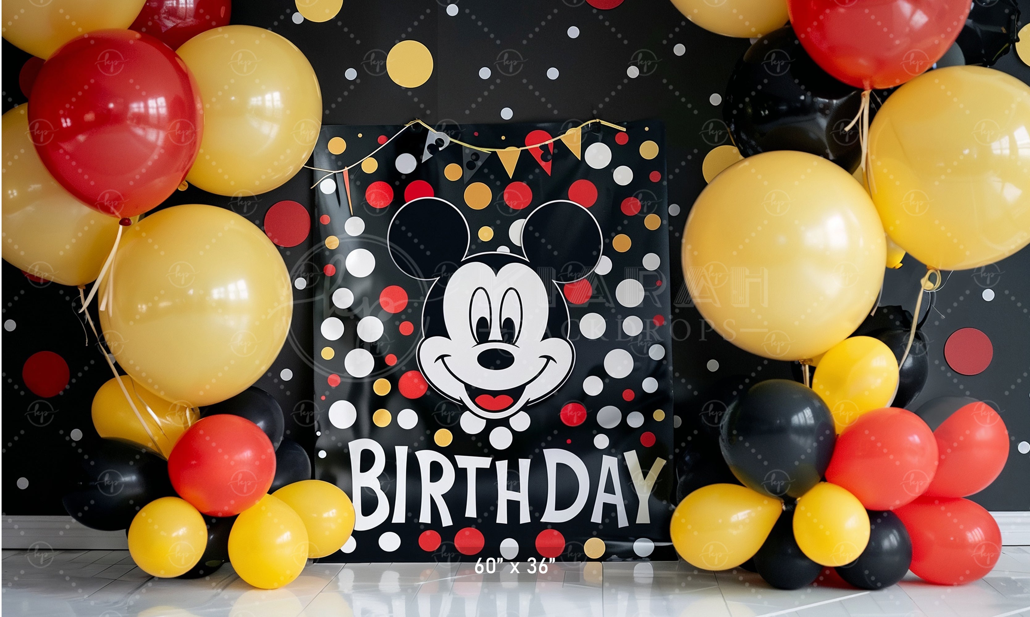 Mouse Party Birthday Fun Backdrop