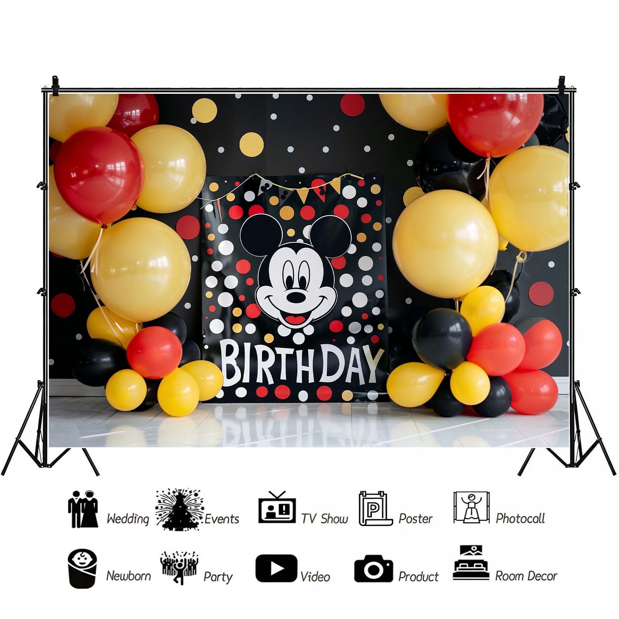 Mouse Party Birthday Fun Backdrop