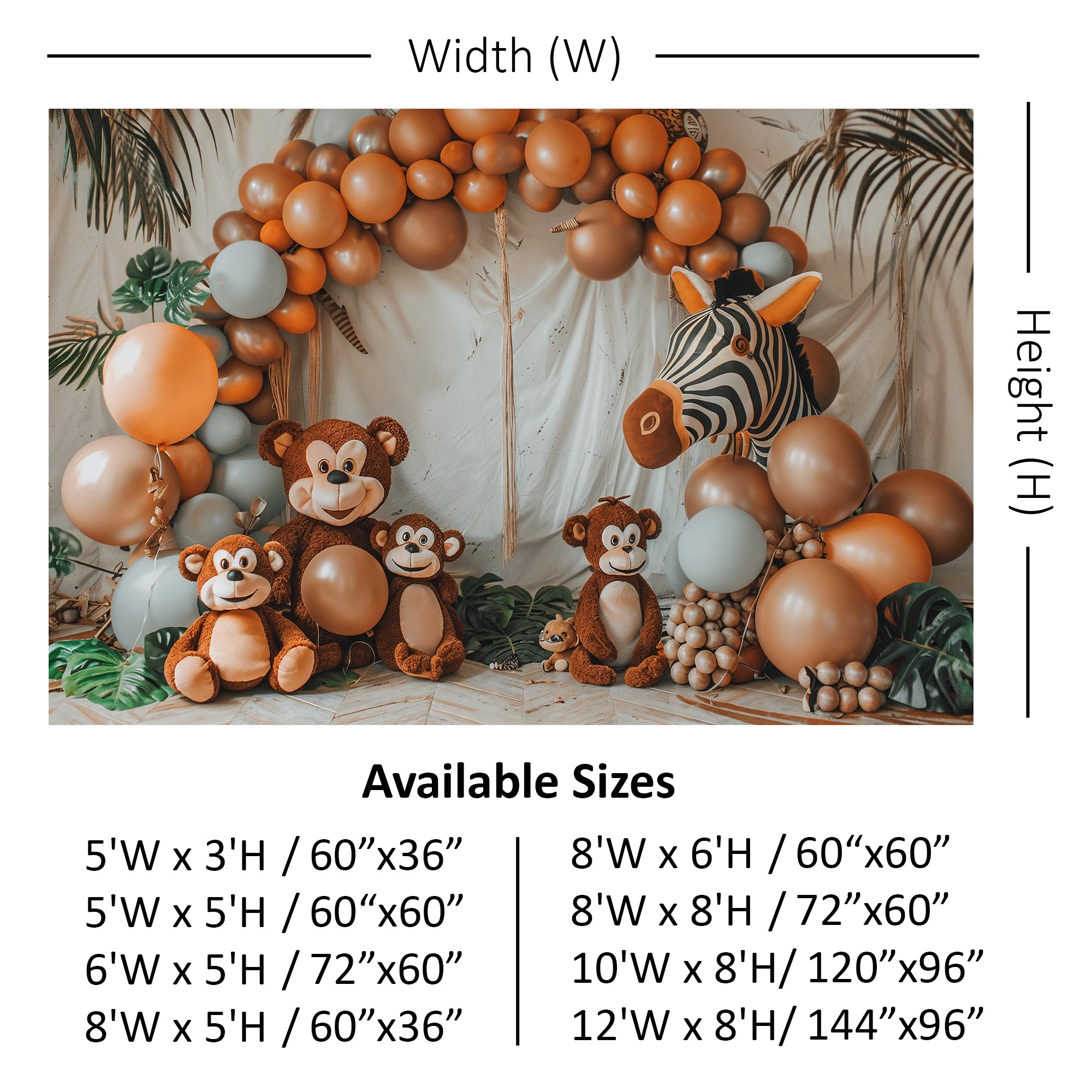 Jungle Safari Animals Theme Backdrop