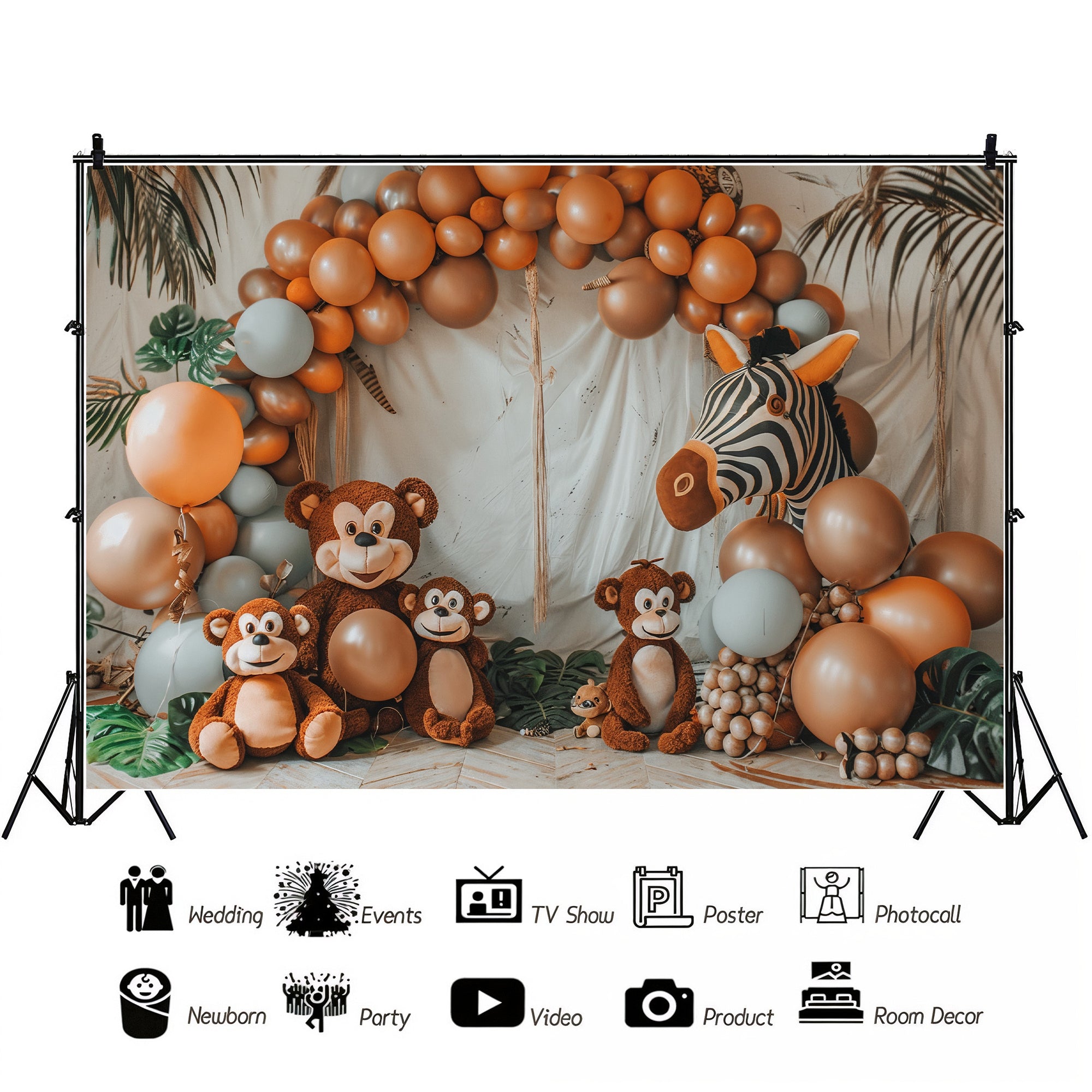 Jungle Safari Animals Theme Backdrop