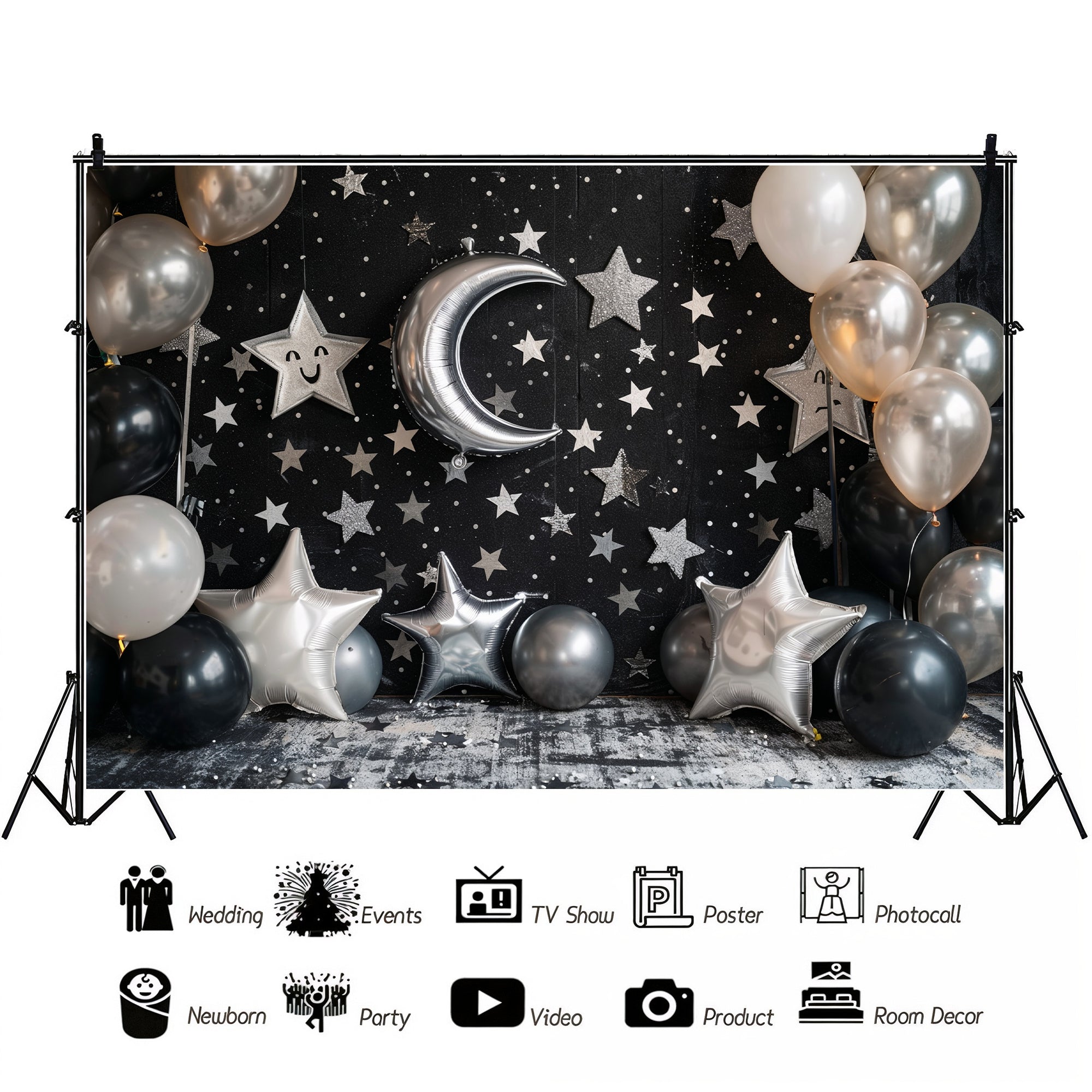 Celestial Moon & Stars Backdrop