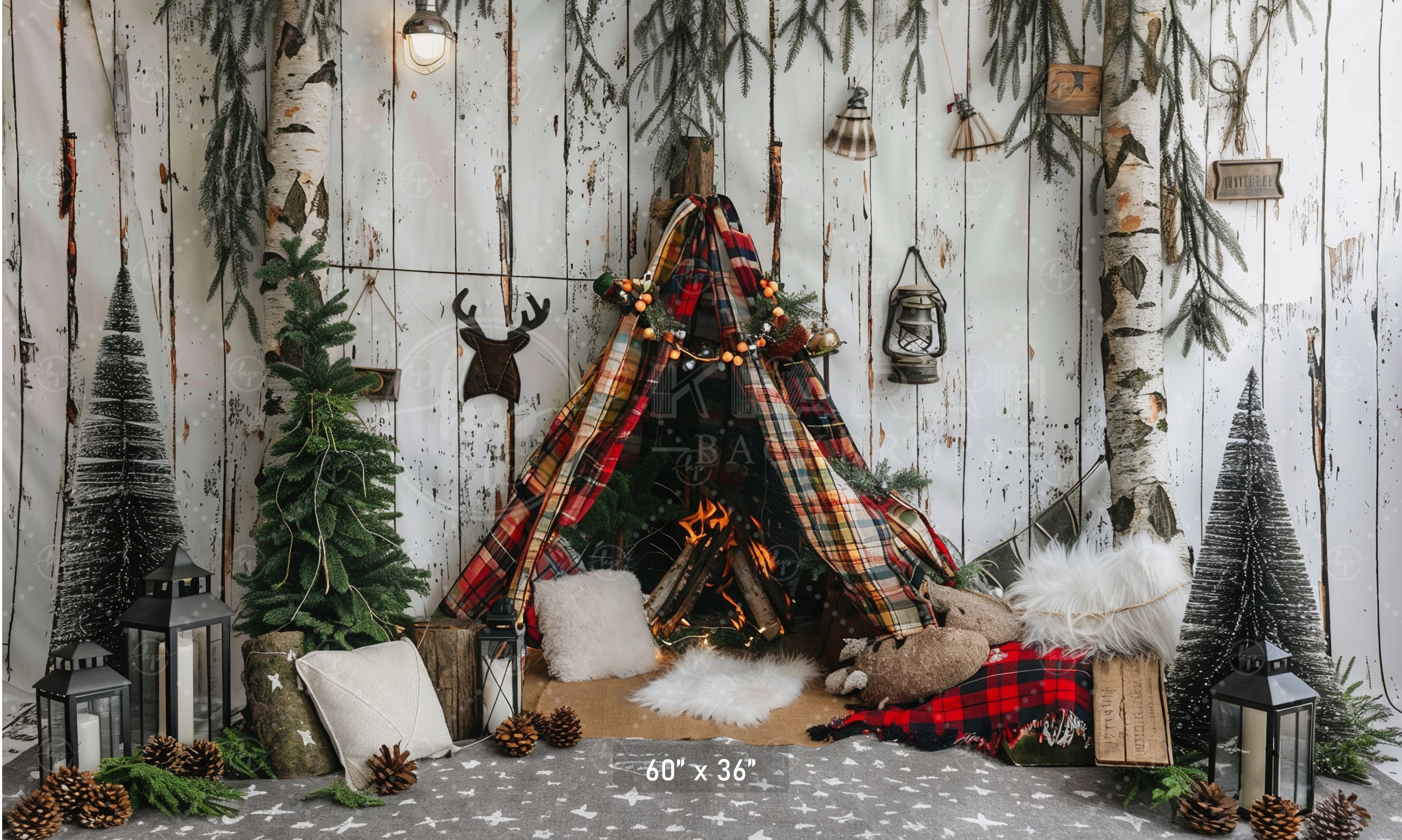 Rustic Woodland Cabin Backdrop