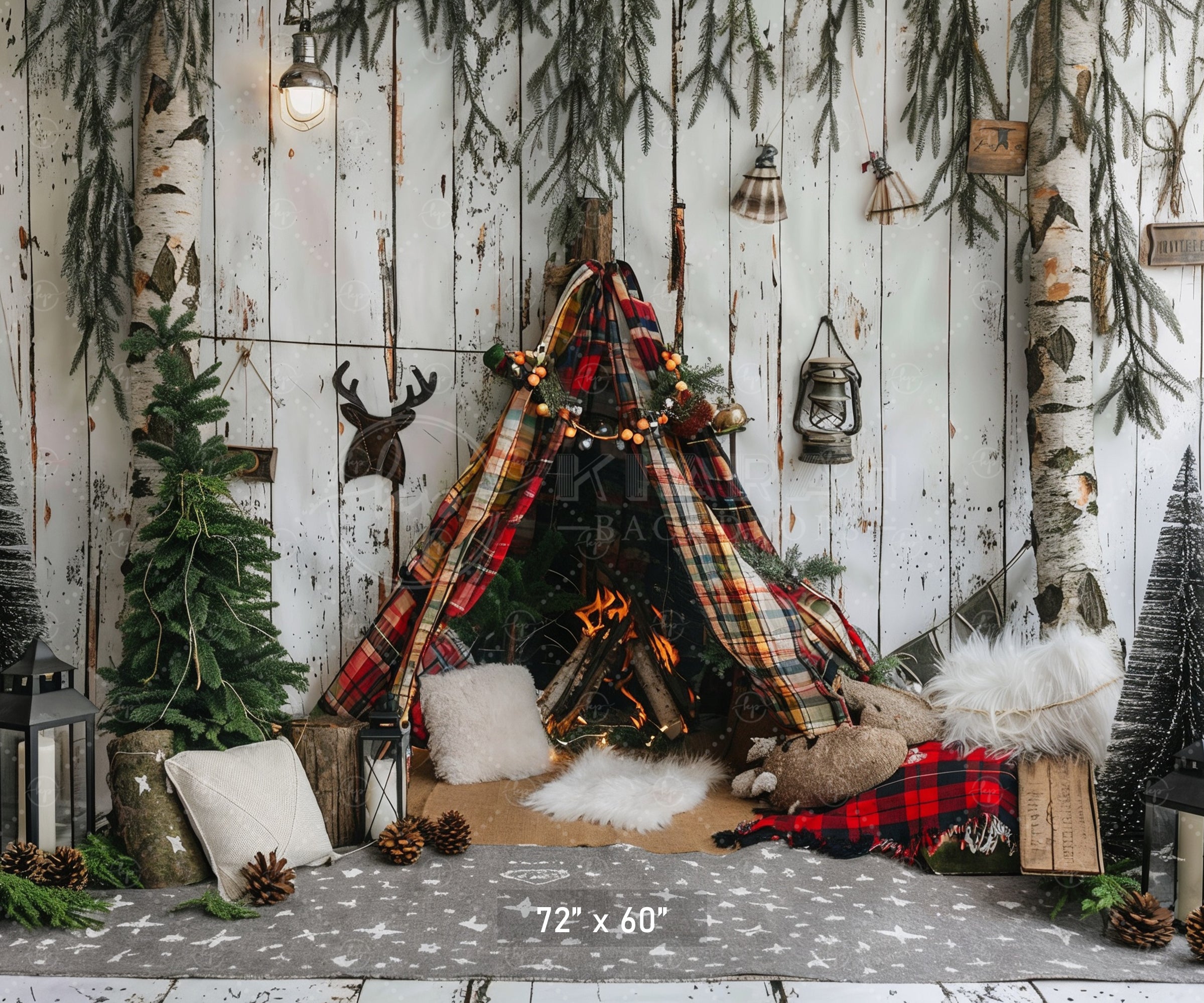 Rustic Woodland Cabin Backdrop