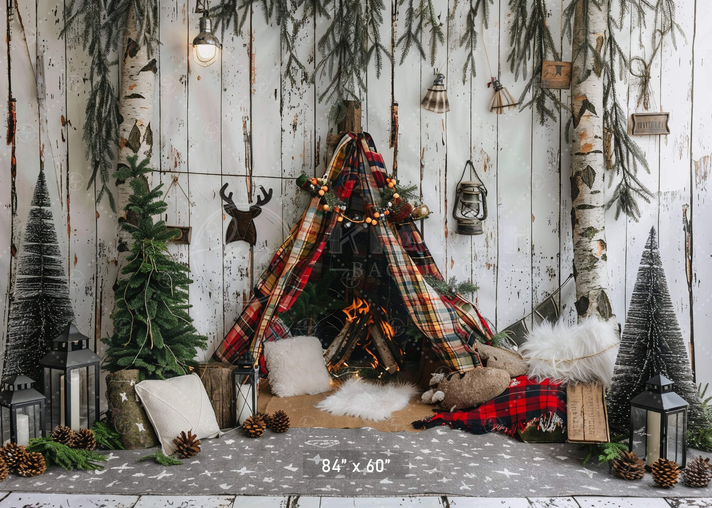 Rustic Woodland Cabin Backdrop