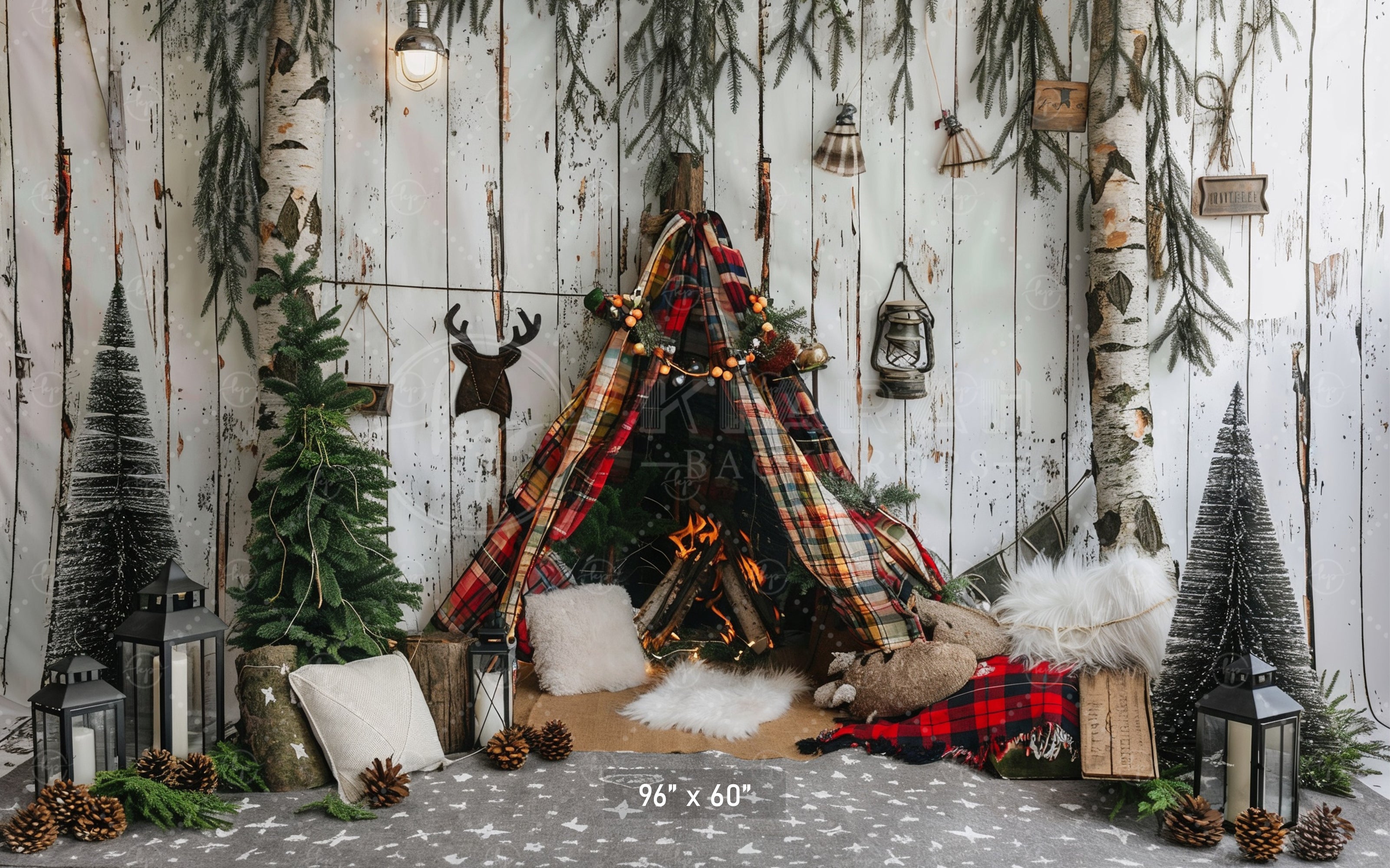 Rustic Woodland Cabin Backdrop