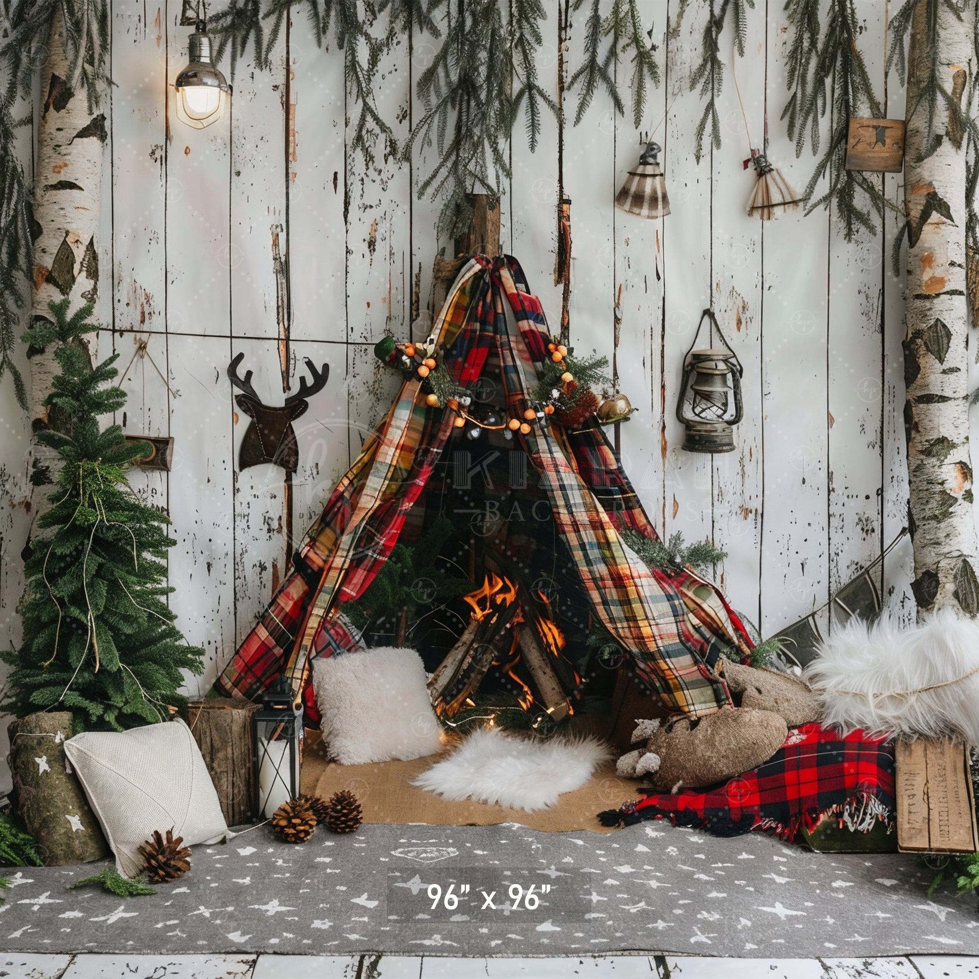 Rustic Woodland Cabin Backdrop