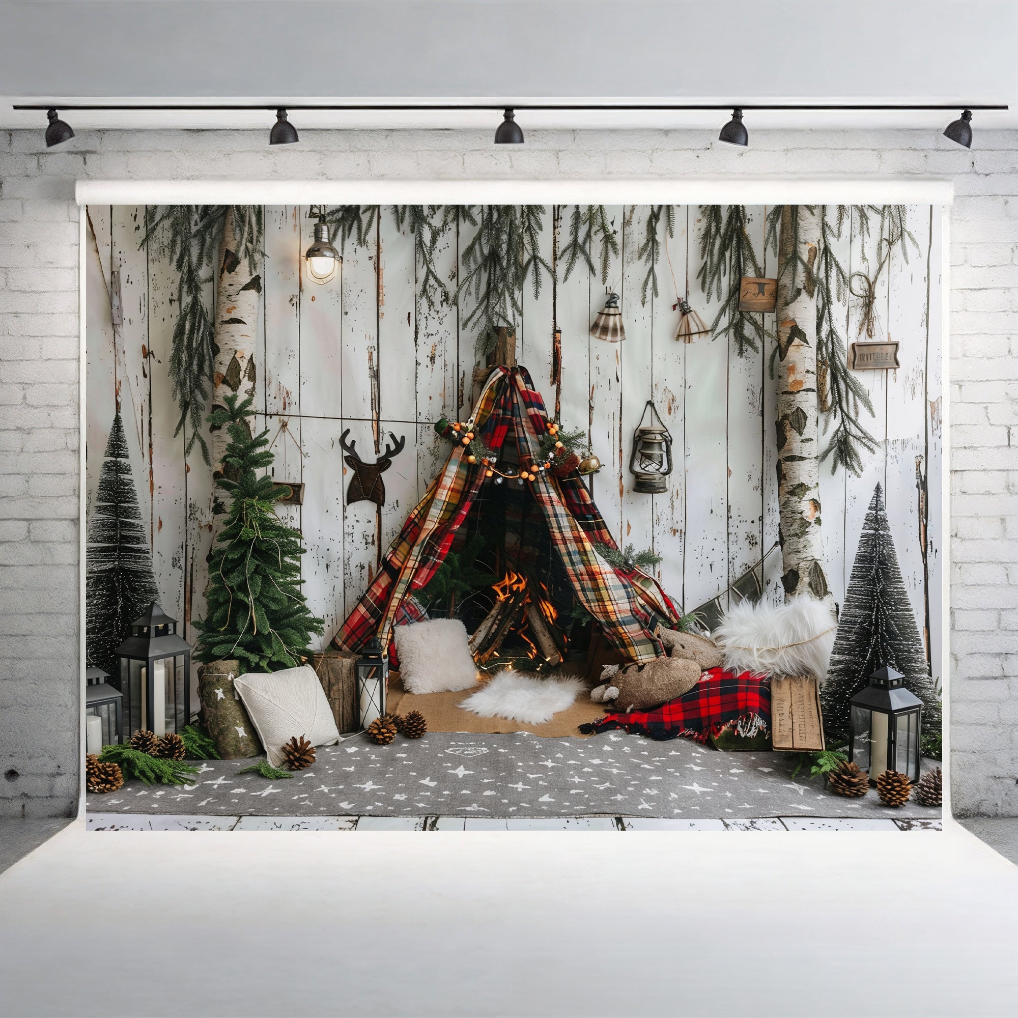 Rustic Woodland Cabin Backdrop