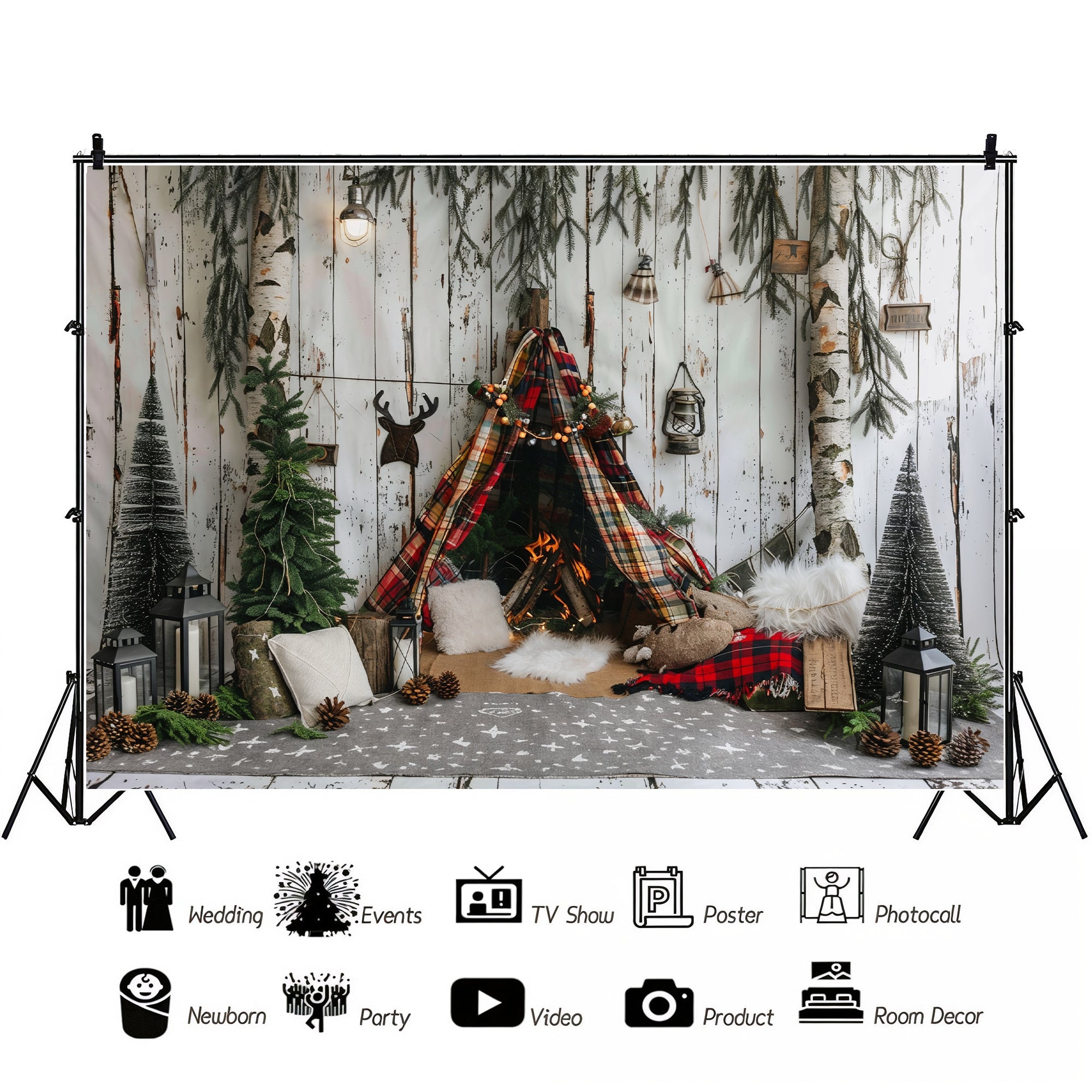 Rustic Woodland Cabin Backdrop