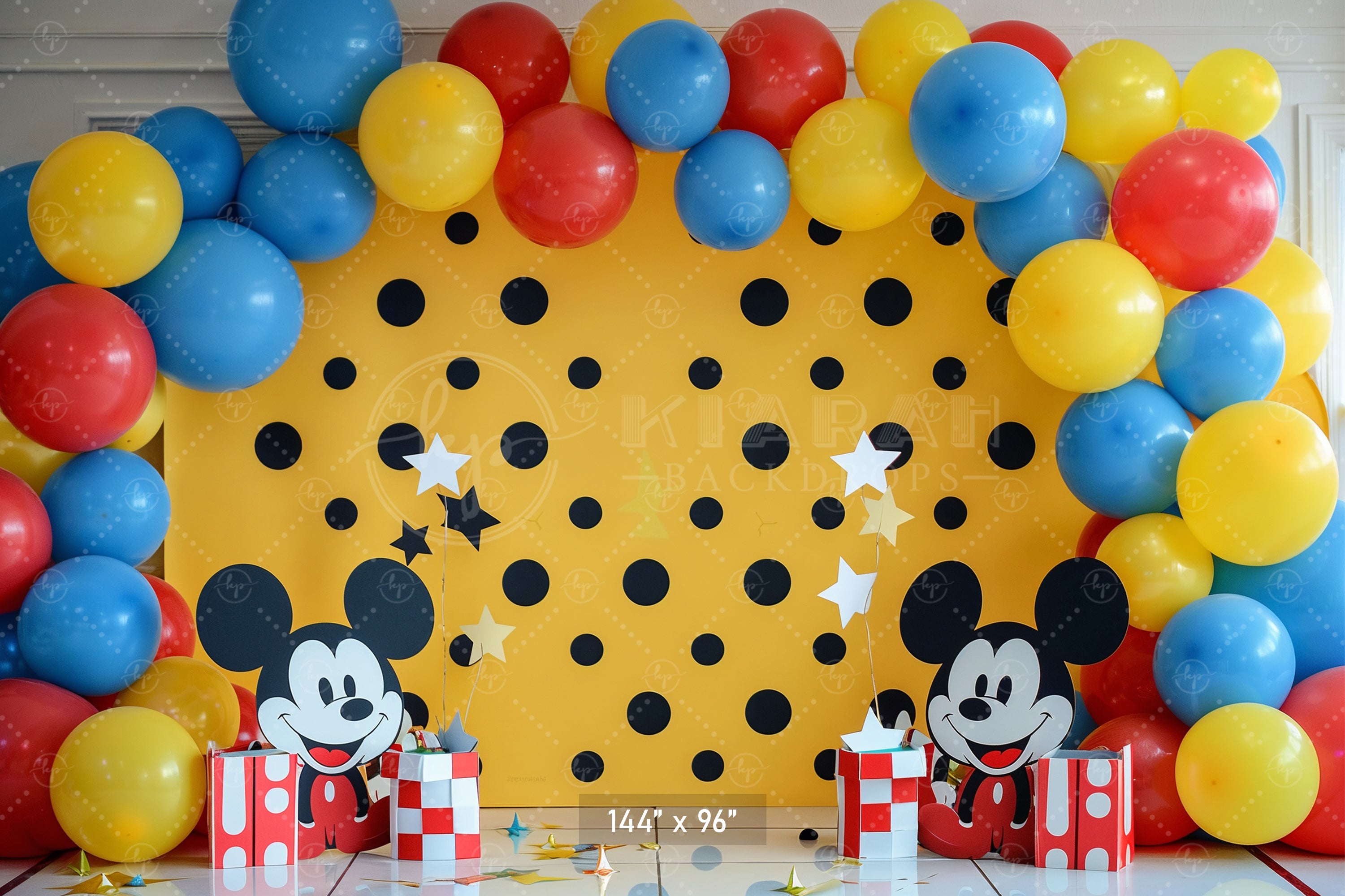 Playful Polka Dot Cartoon Backdrop