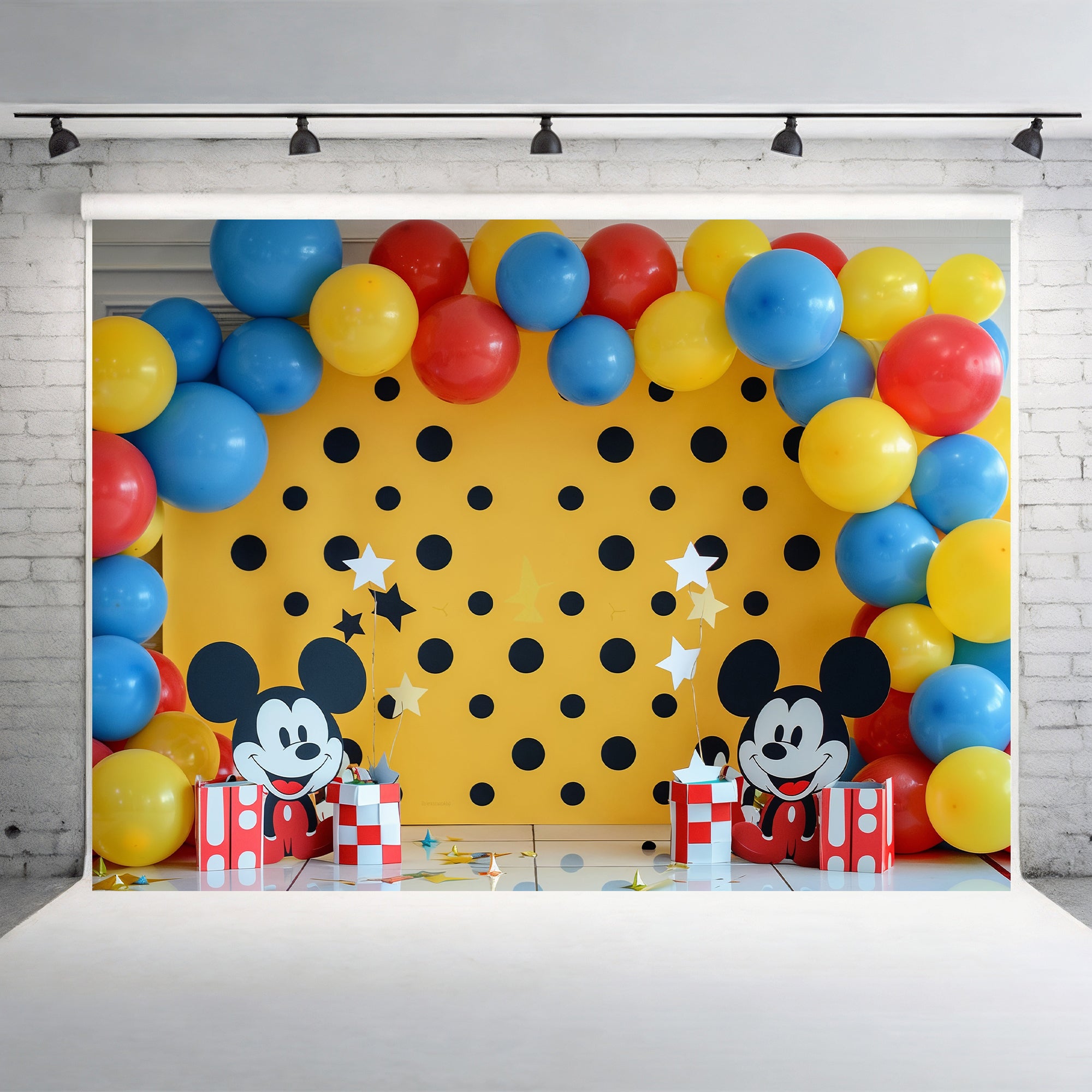 Playful Polka Dot Cartoon Backdrop