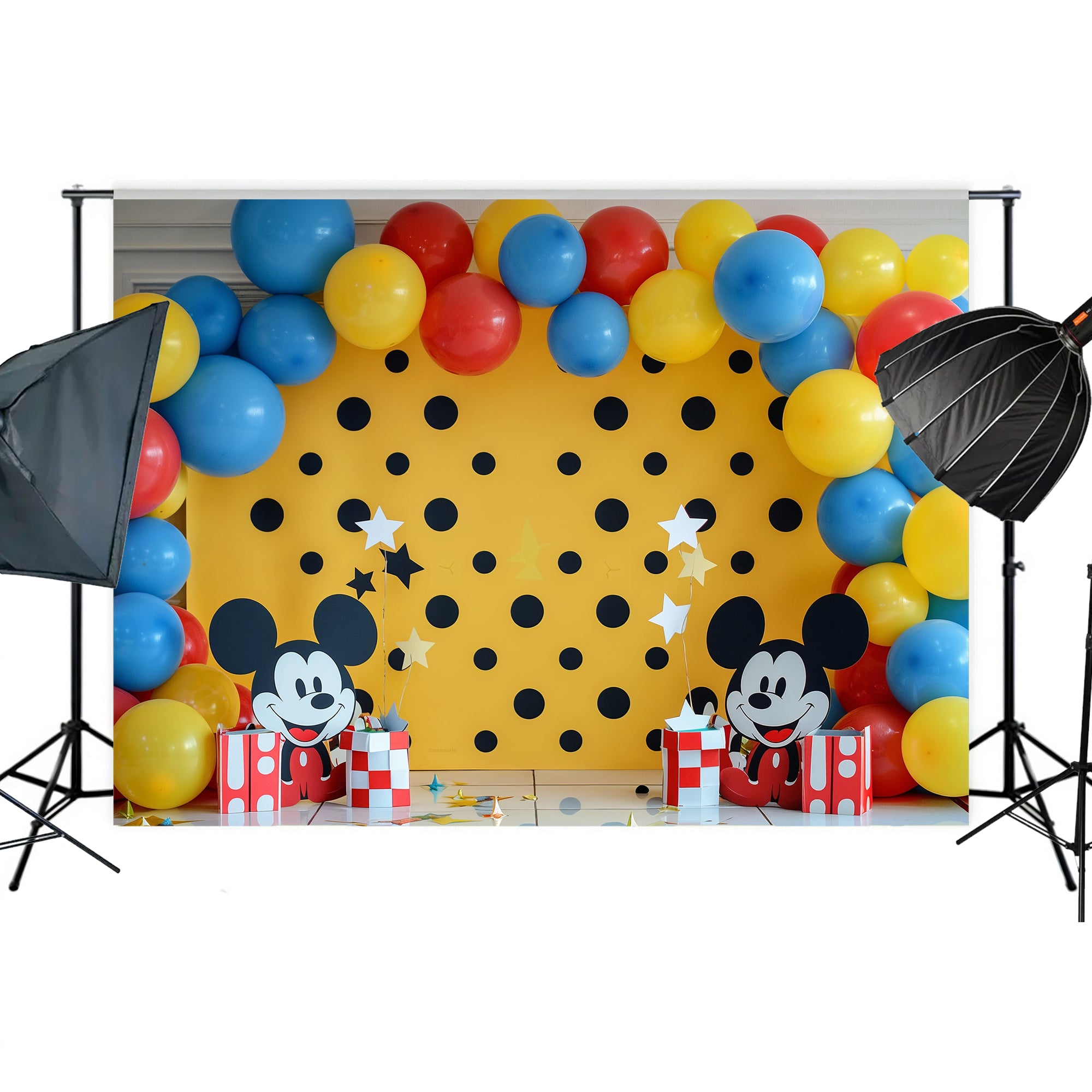 Playful Polka Dot Cartoon Backdrop