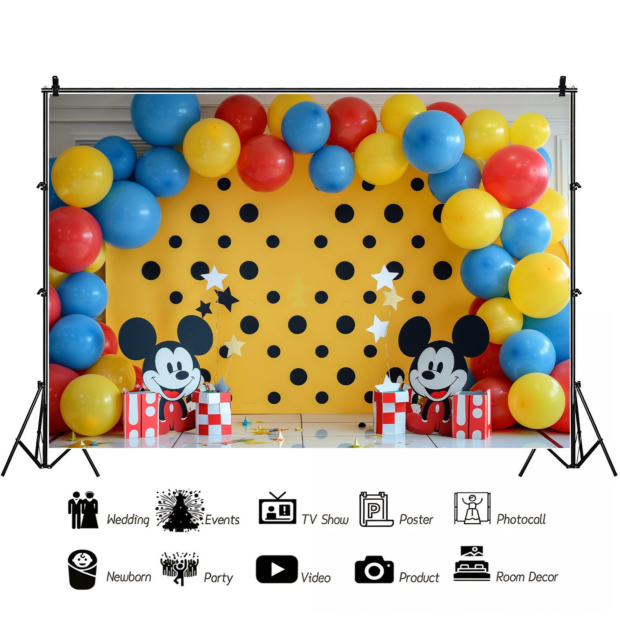 Playful Polka Dot Cartoon Backdrop