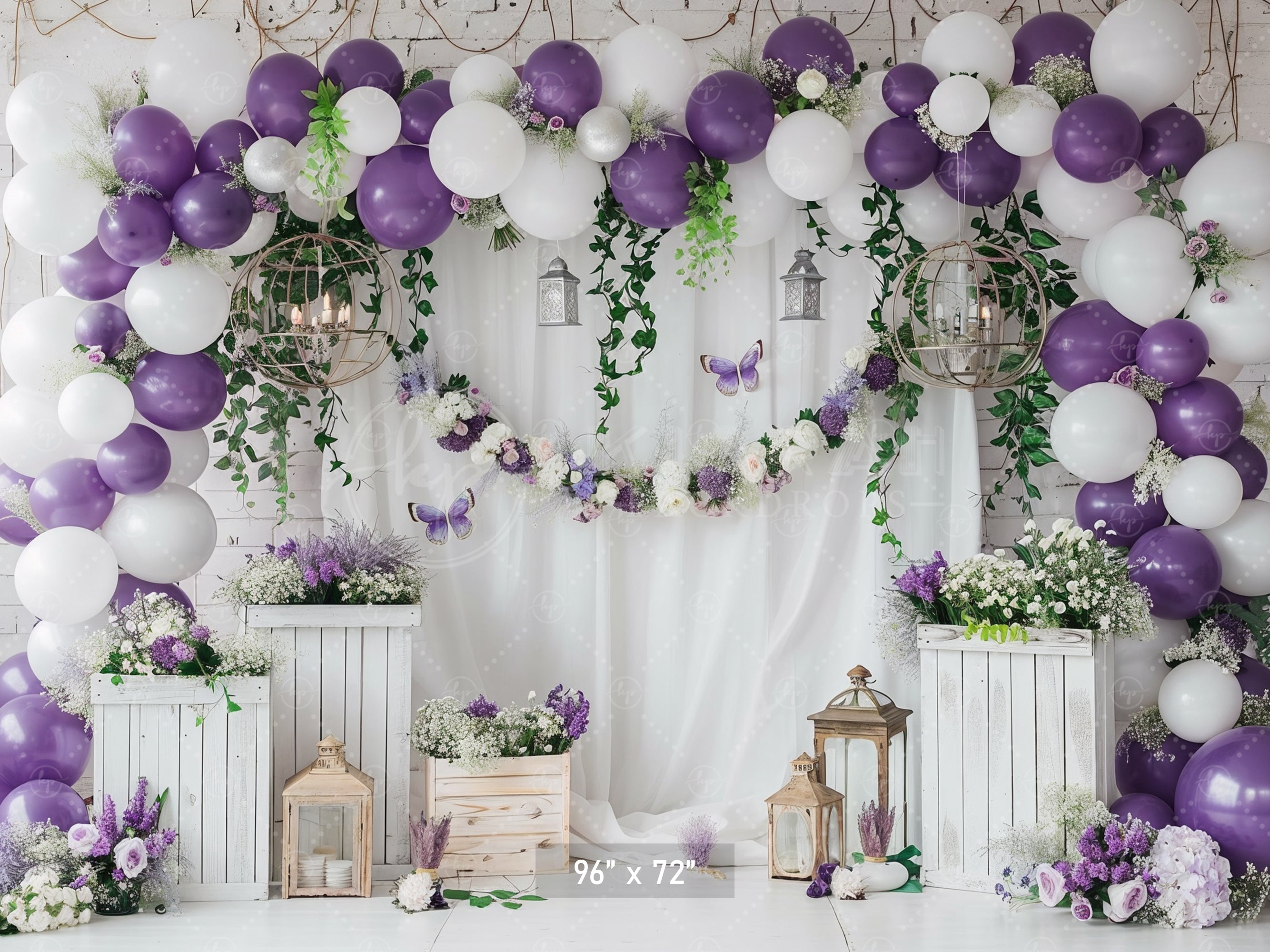 Elegant Lavender Garden Backdrop